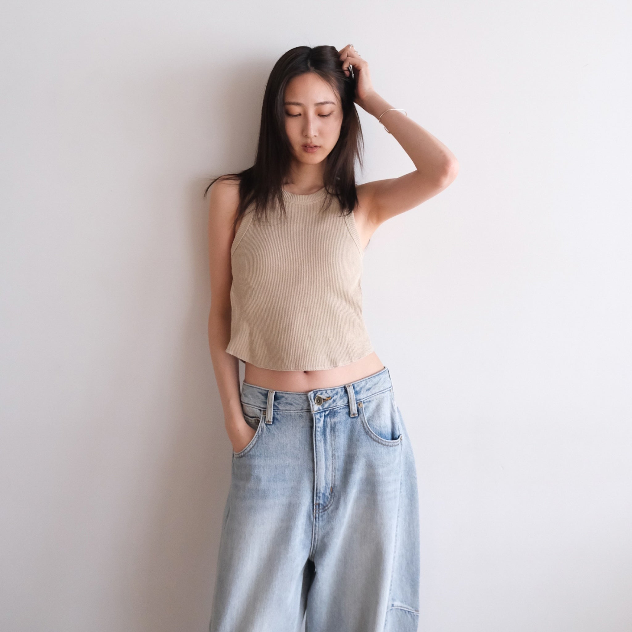 C/L 2FACE padded short American slim tank