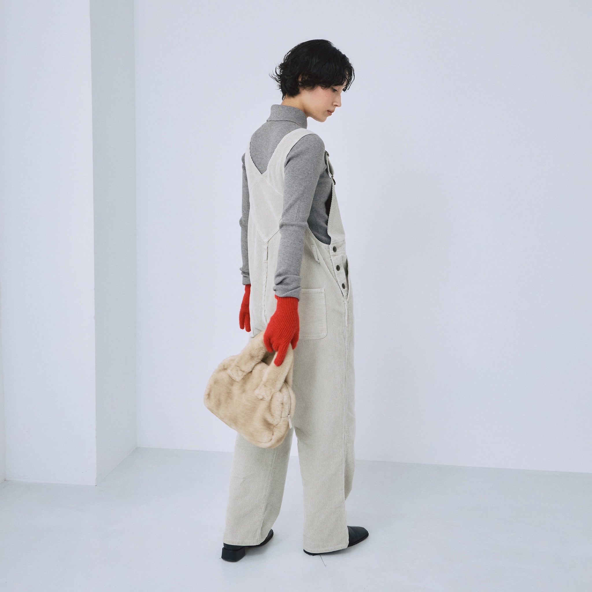 Color washコーデュロイルーズサロペット