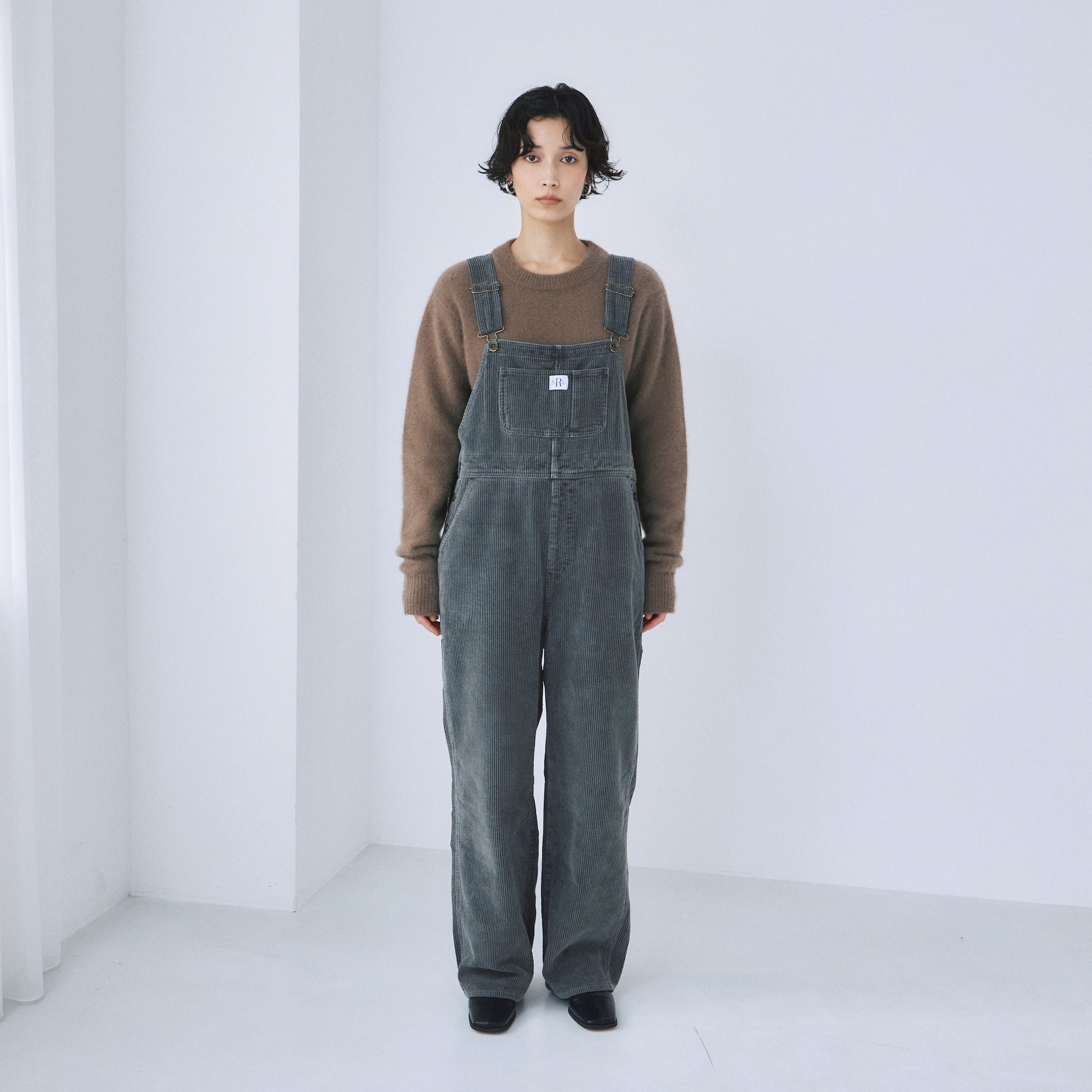 Color washコーデュロイルーズサロペット