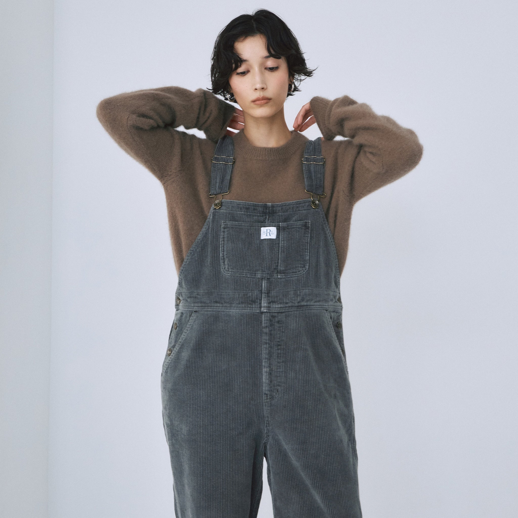 Color washコーデュロイルーズサロペット