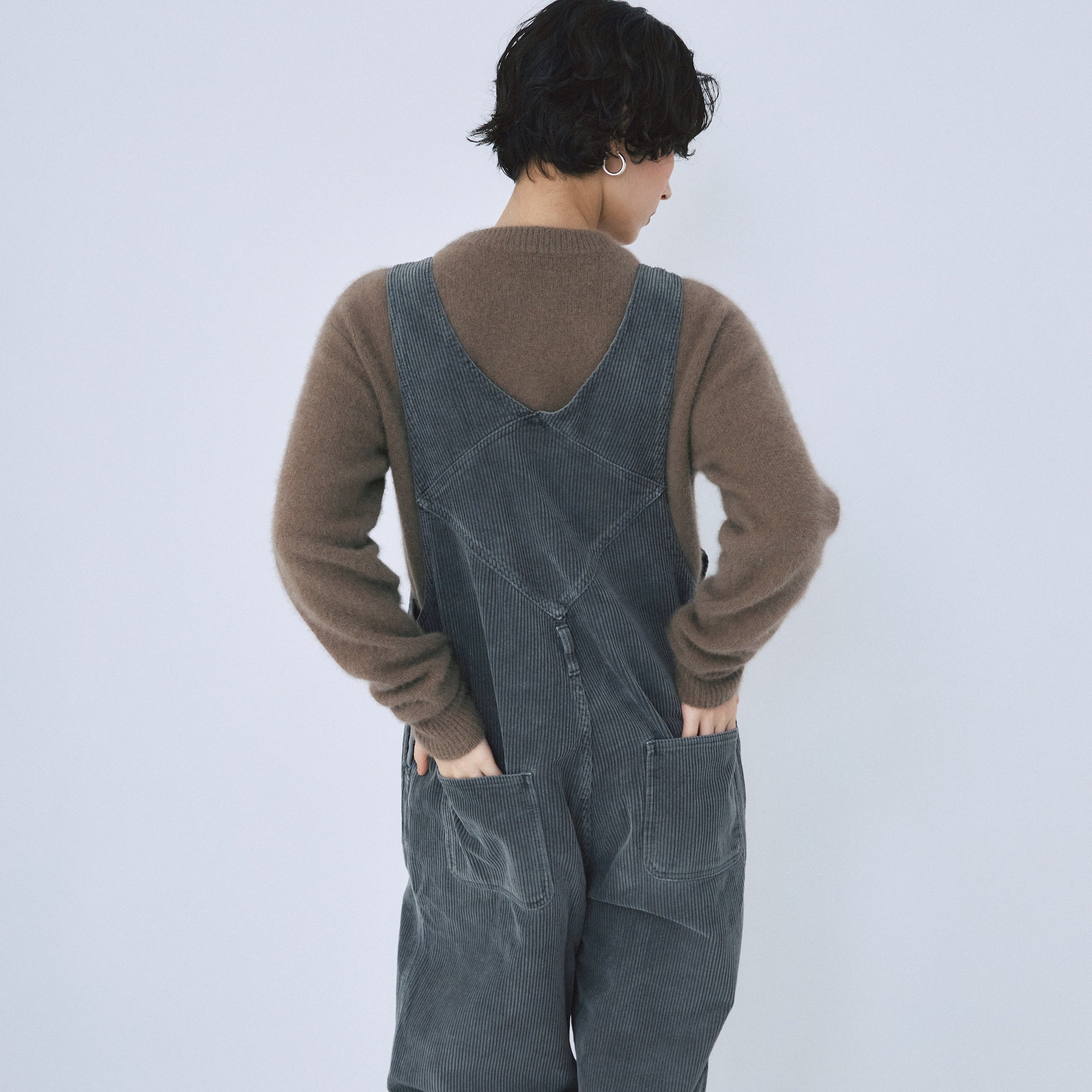 Color washコーデュロイルーズサロペット