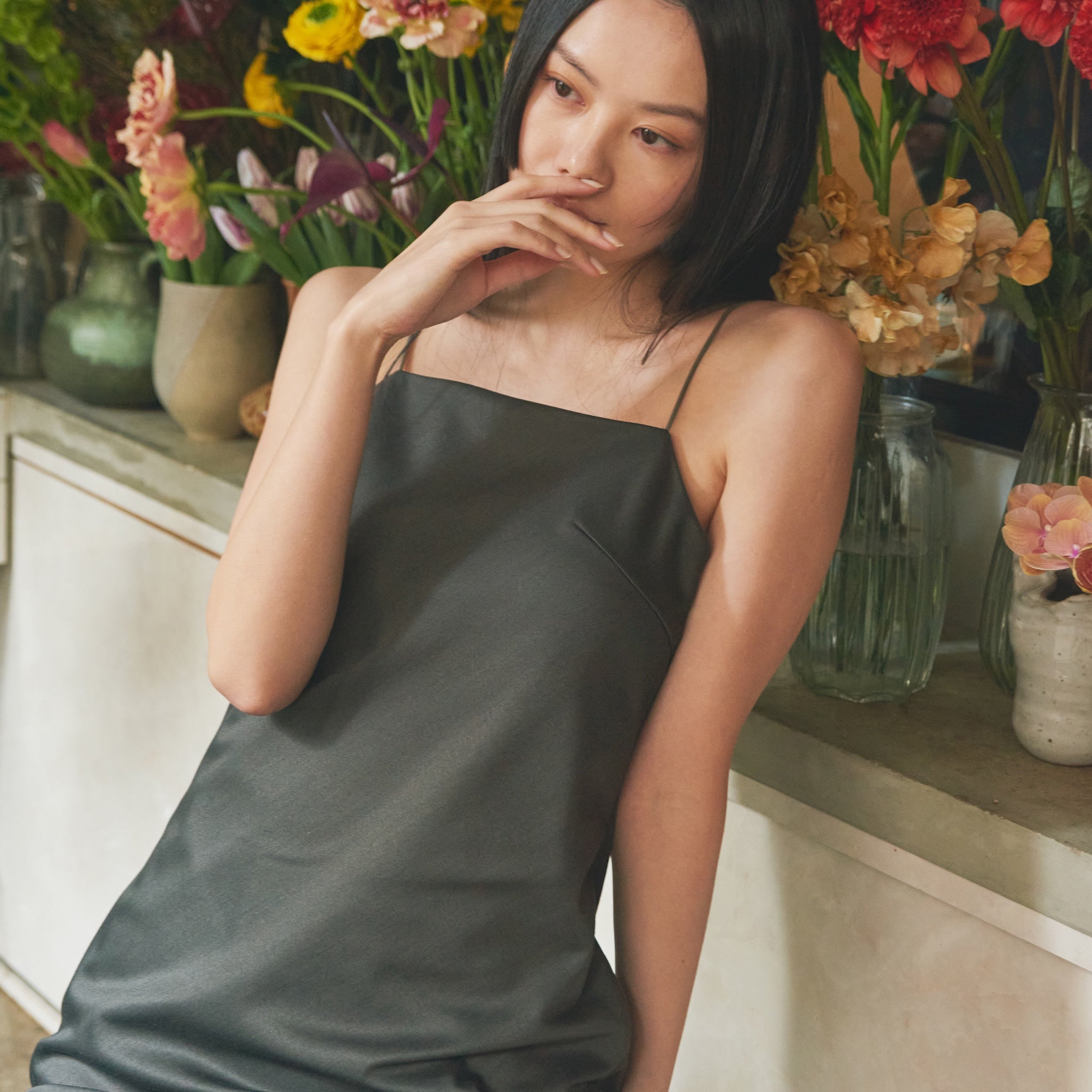 Soft flare spaghetti dress