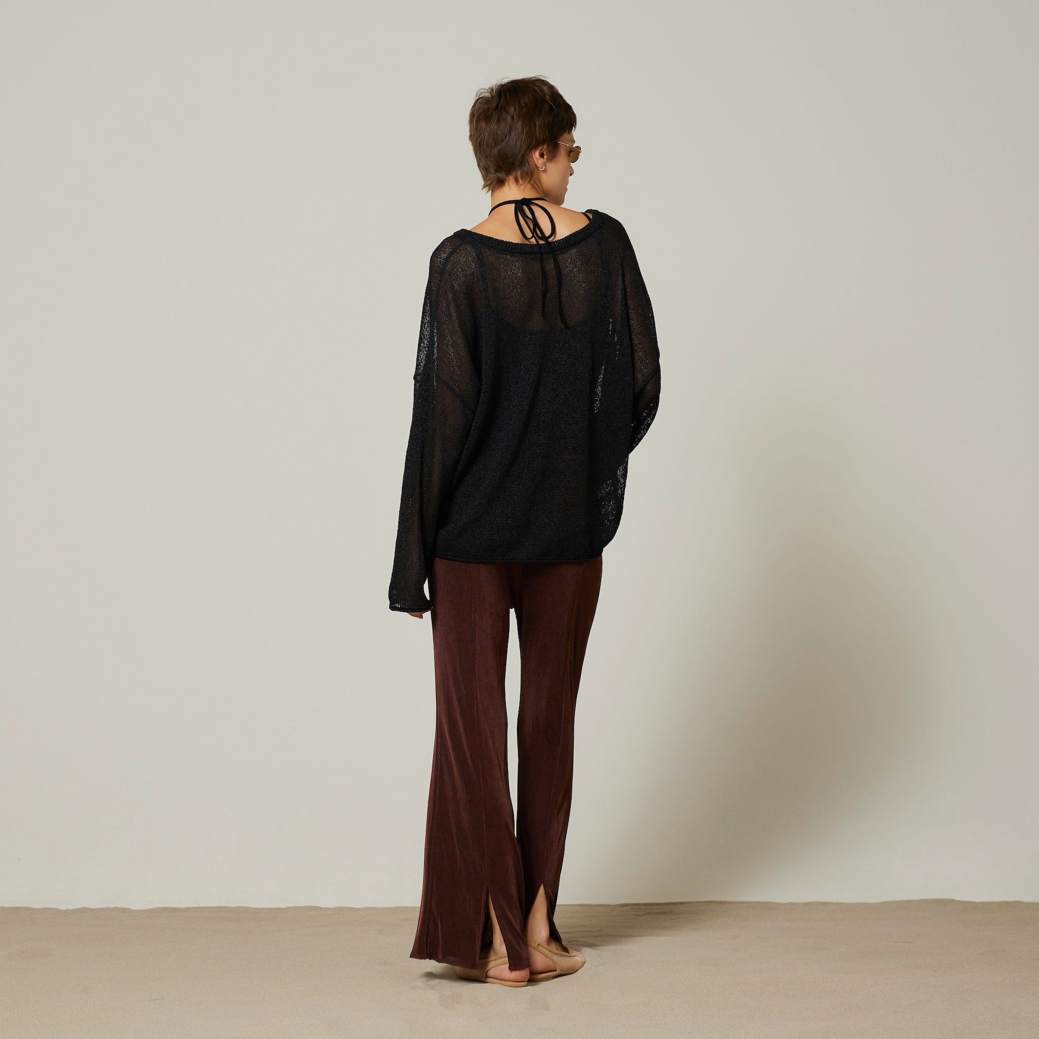 BACKスリットGLOSS RIBパンツ