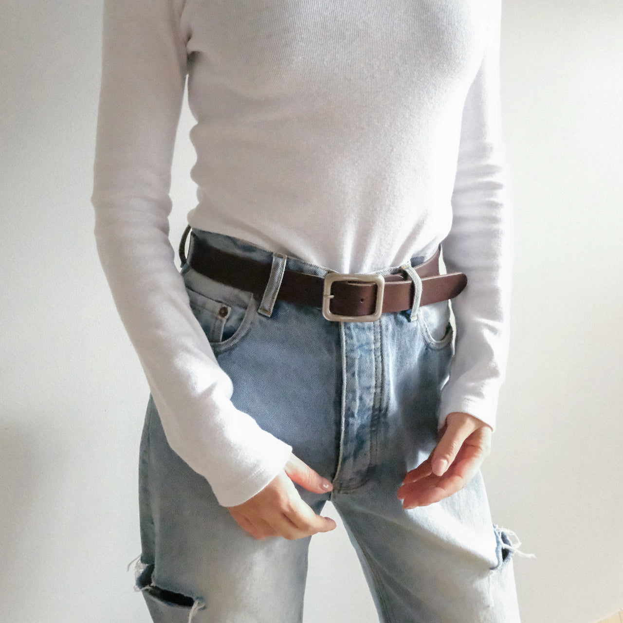 SQUARE BUCKLE LEATHER BELT
