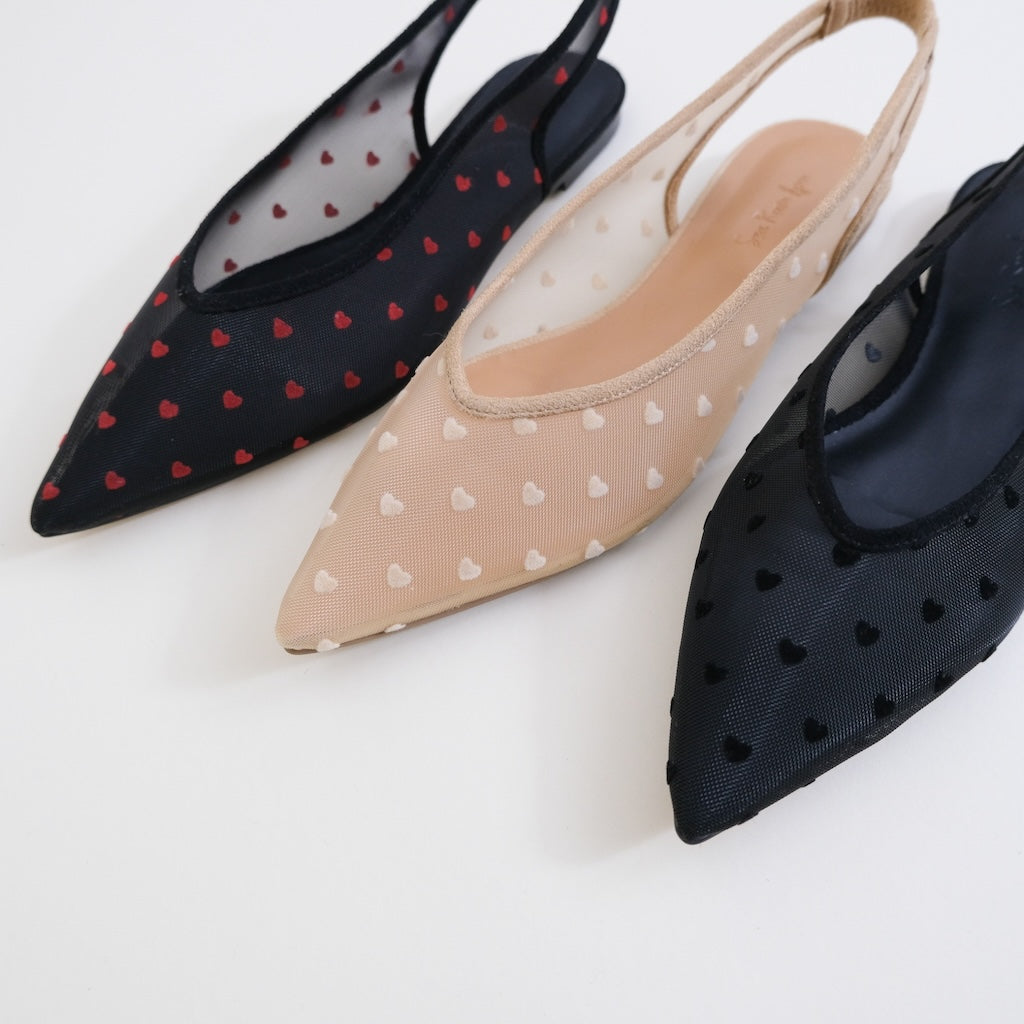 HEART TULLE Strap Mules