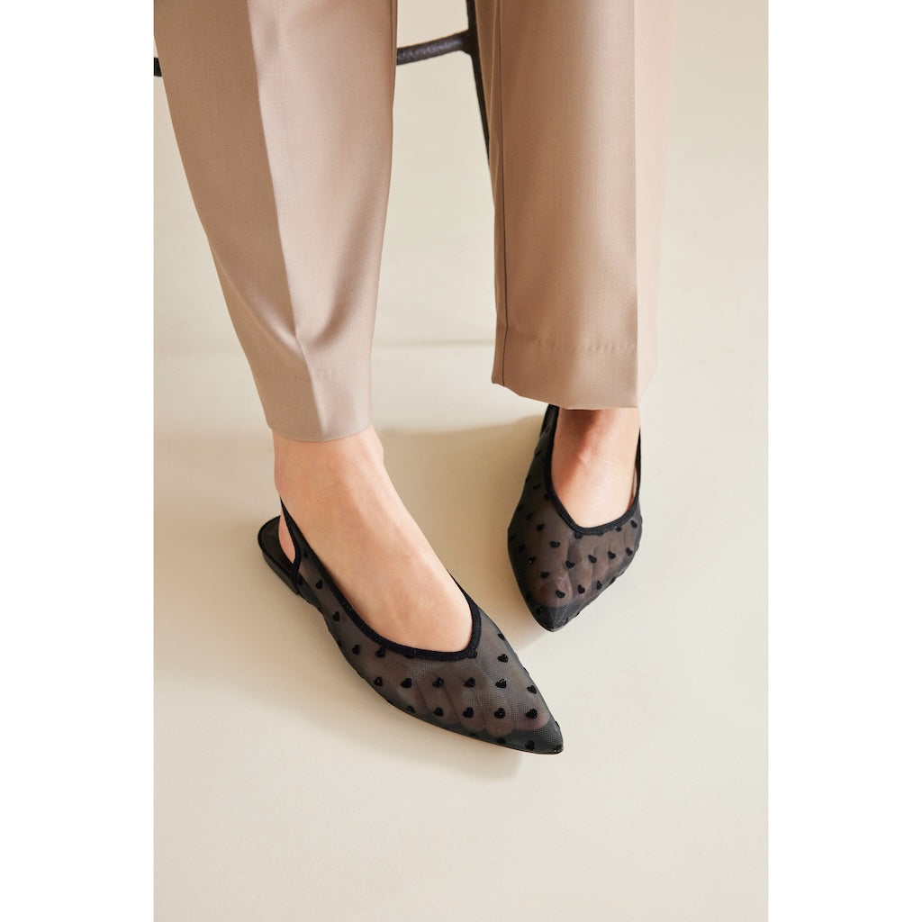 HEART TULLE Strap Mules