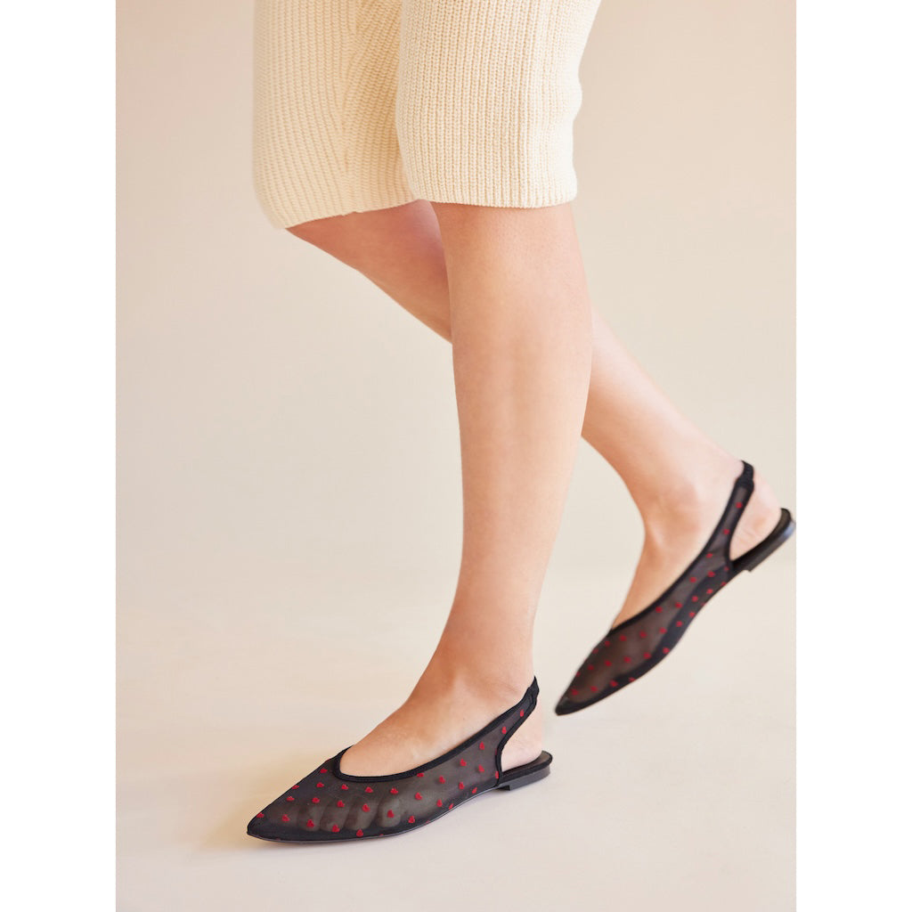 HEART TULLE Strap Mules