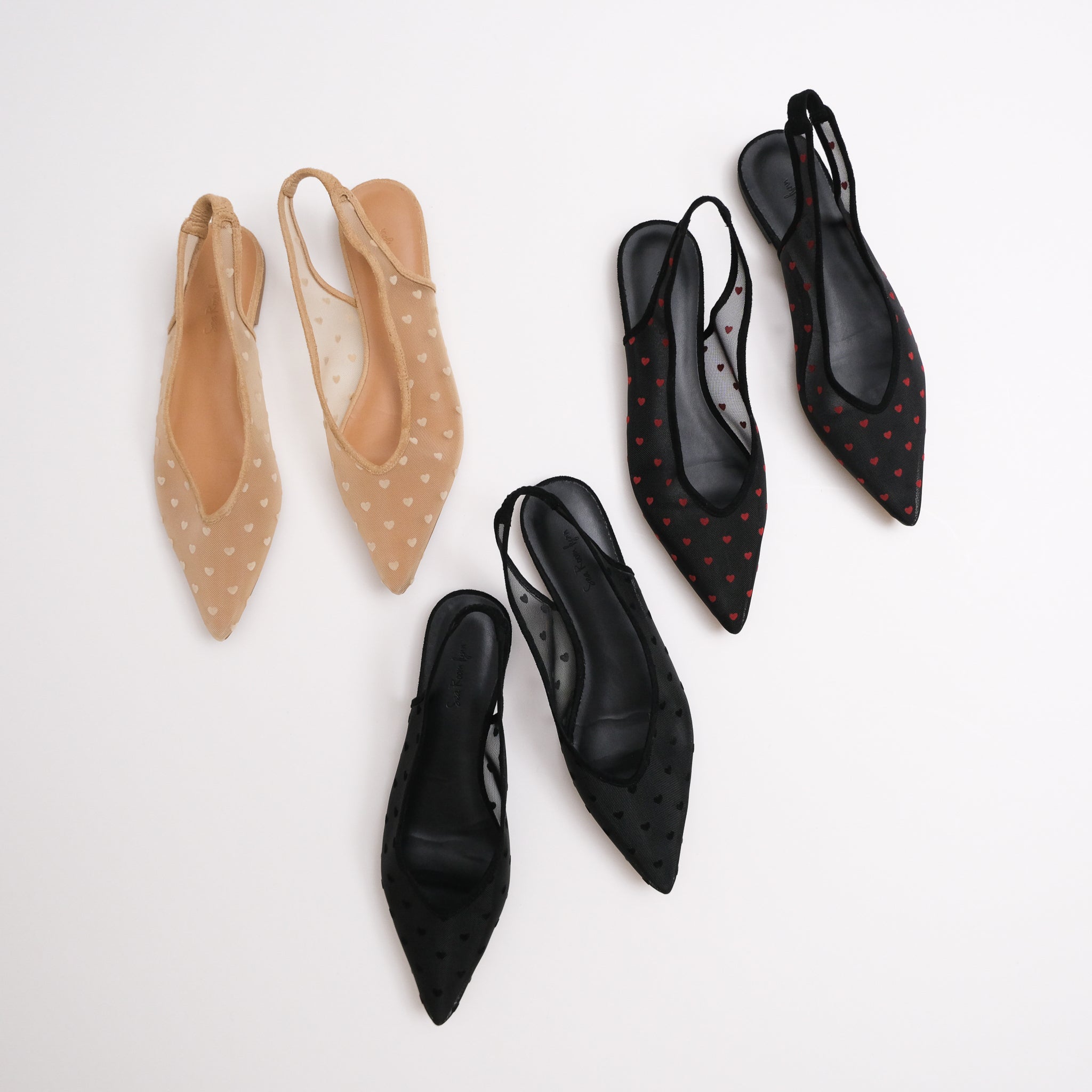 HEART TULLE Strap Mules