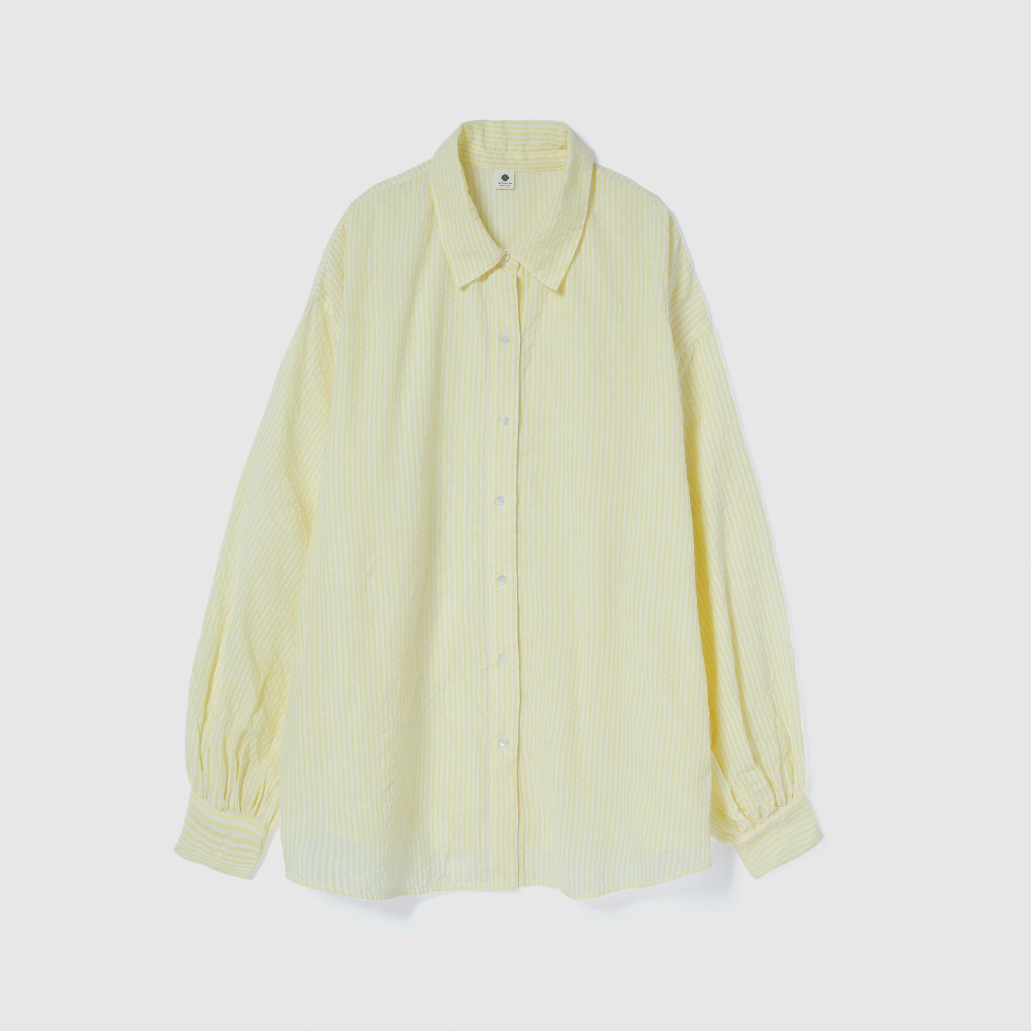 Seersuckerルーズストライプシャツ