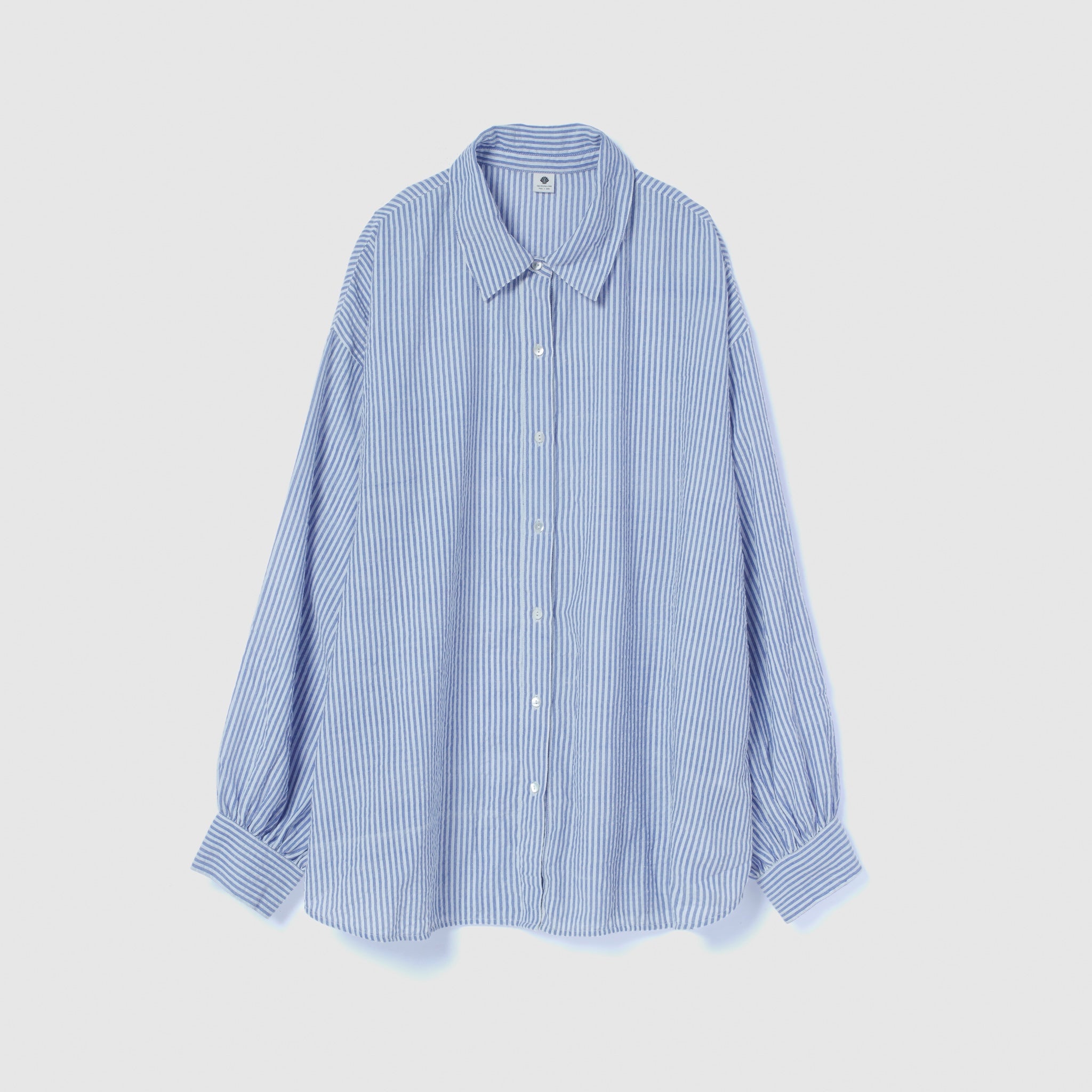 Seersuckerルーズストライプシャツ