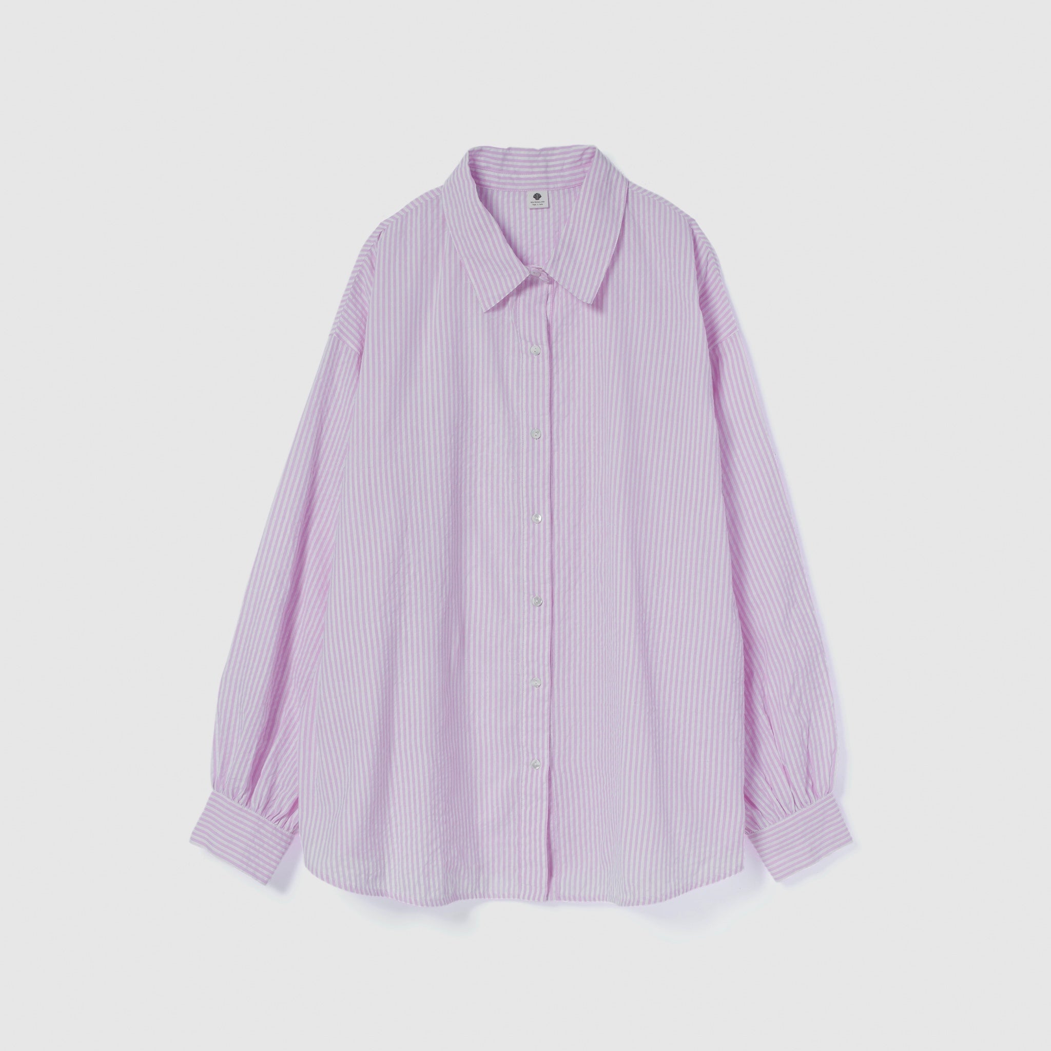 Seersuckerルーズストライプシャツ