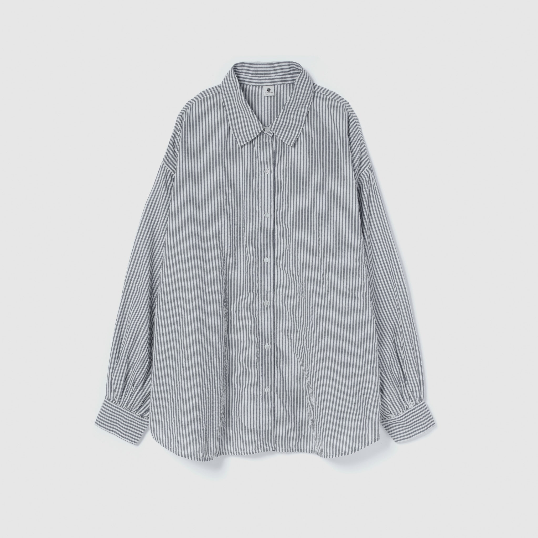 Seersuckerルーズストライプシャツ