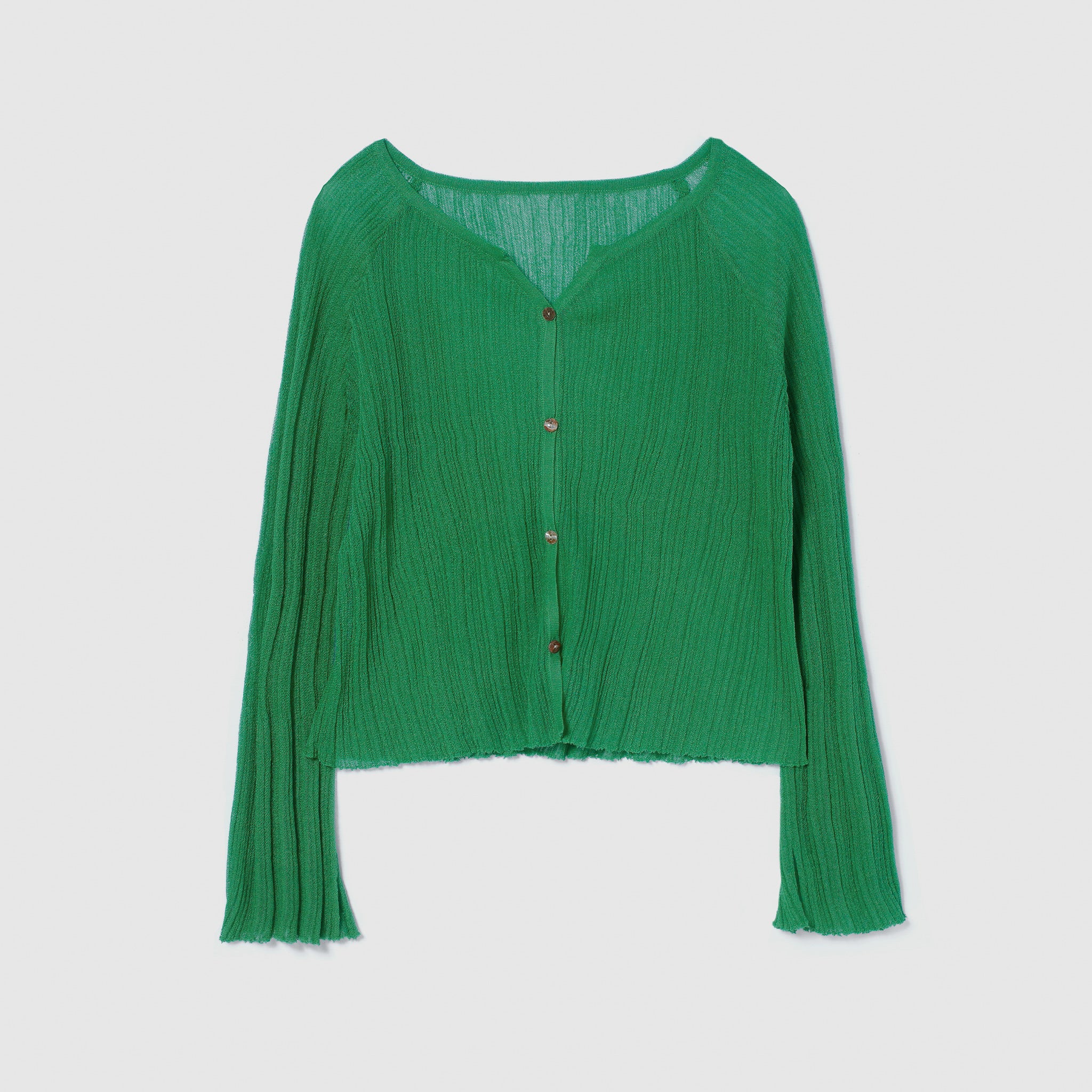 LightシアーランダムRIBショートカーデ