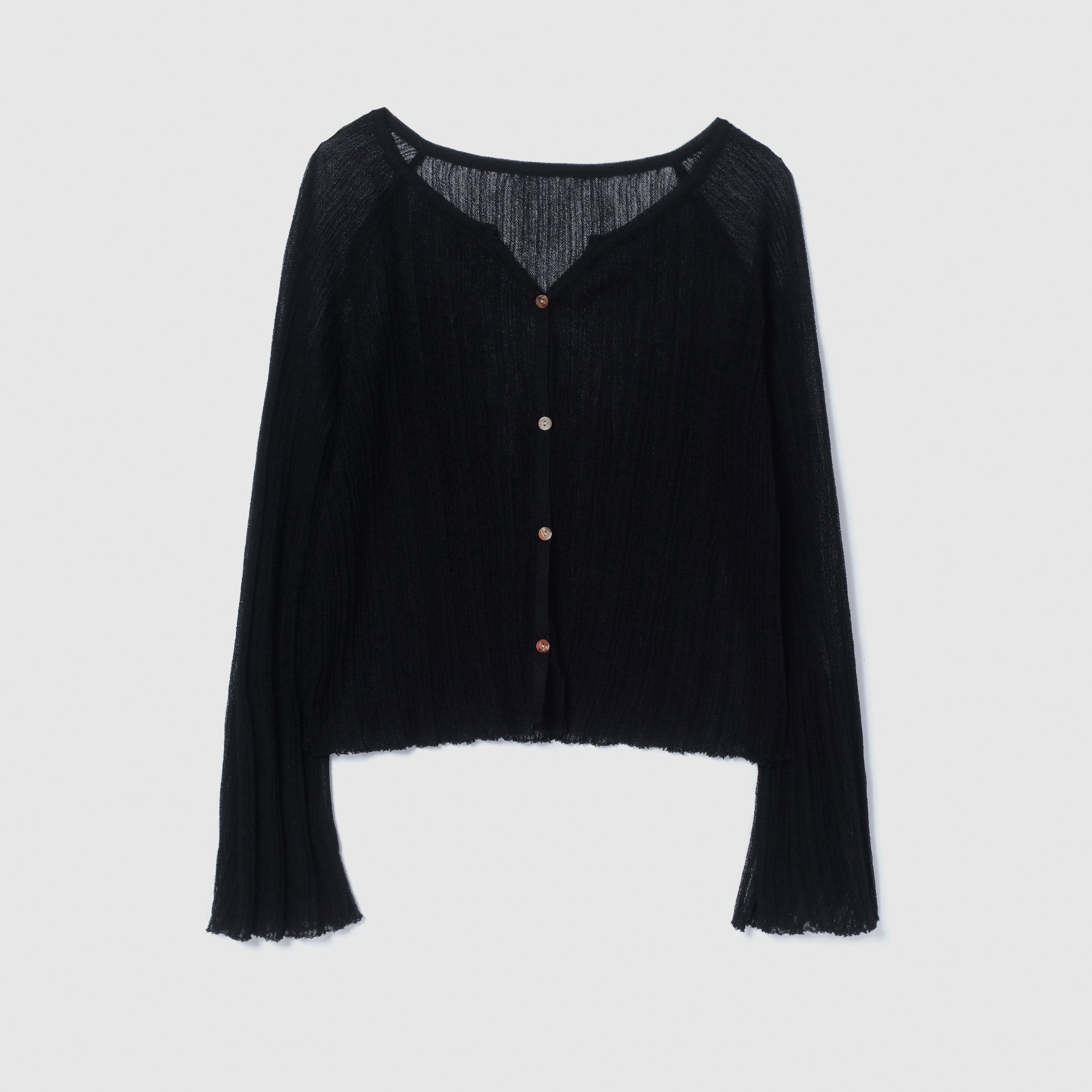 LightシアーランダムRIBショートカーデ