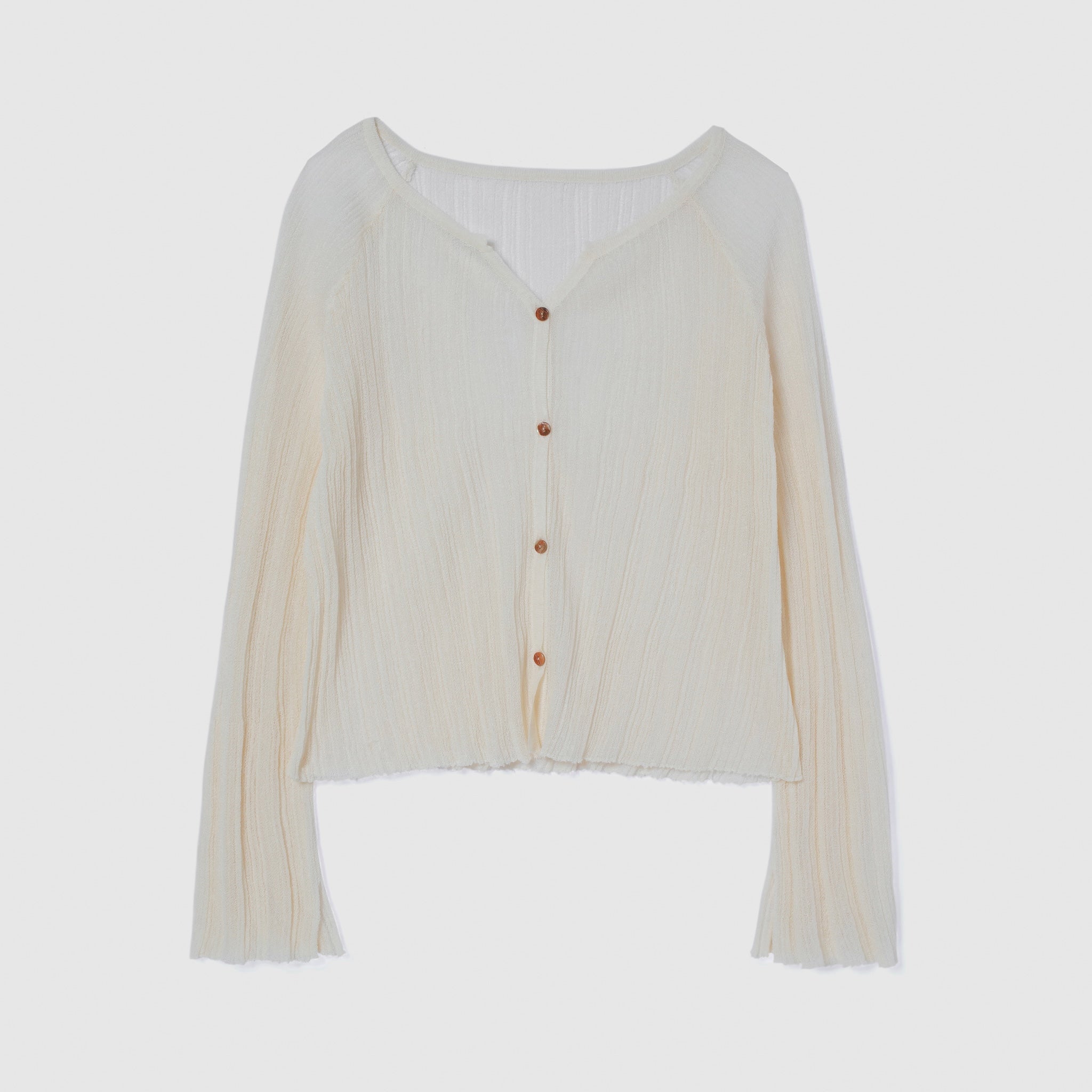 LightシアーランダムRIBショートカーデ