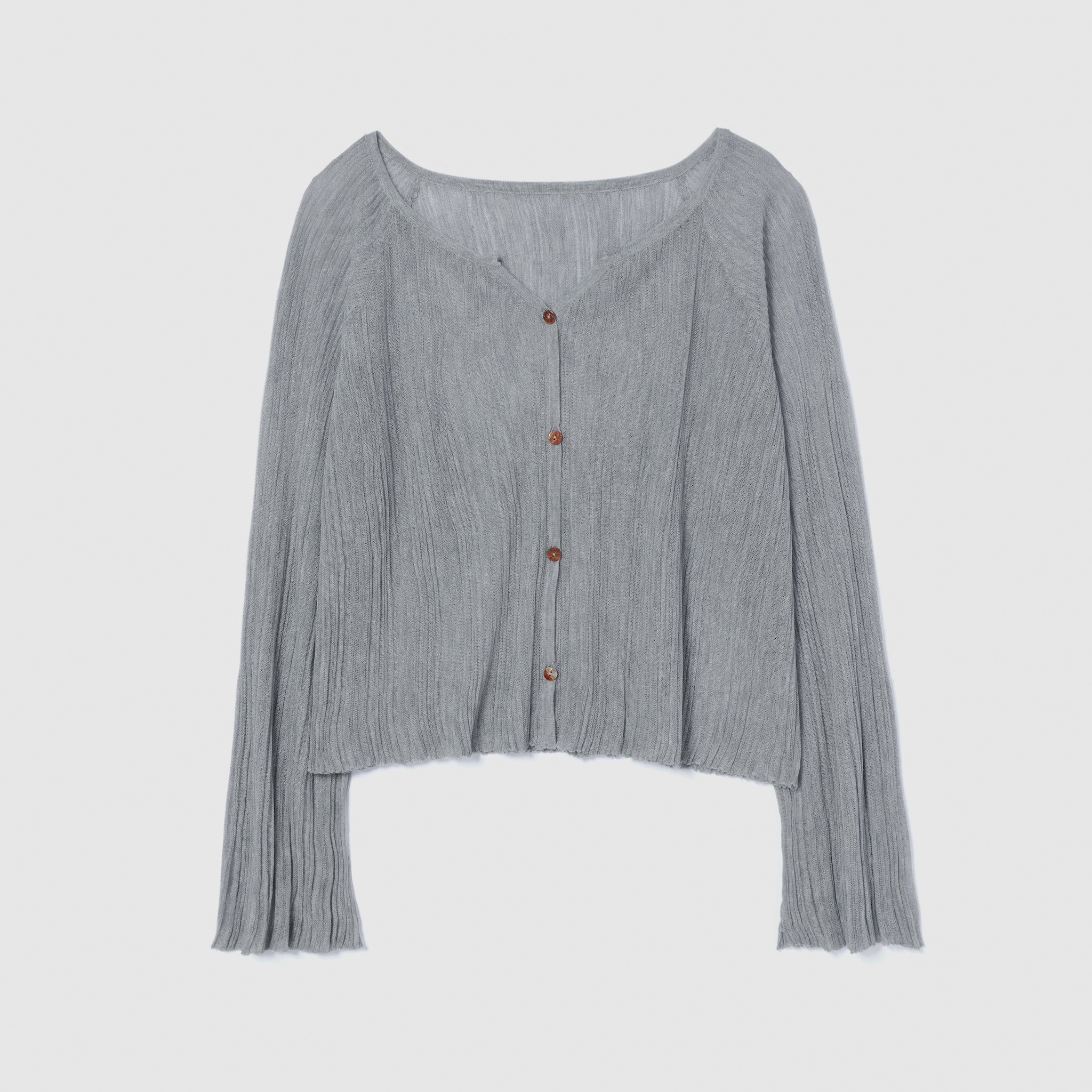 LightシアーランダムRIBショートカーデ