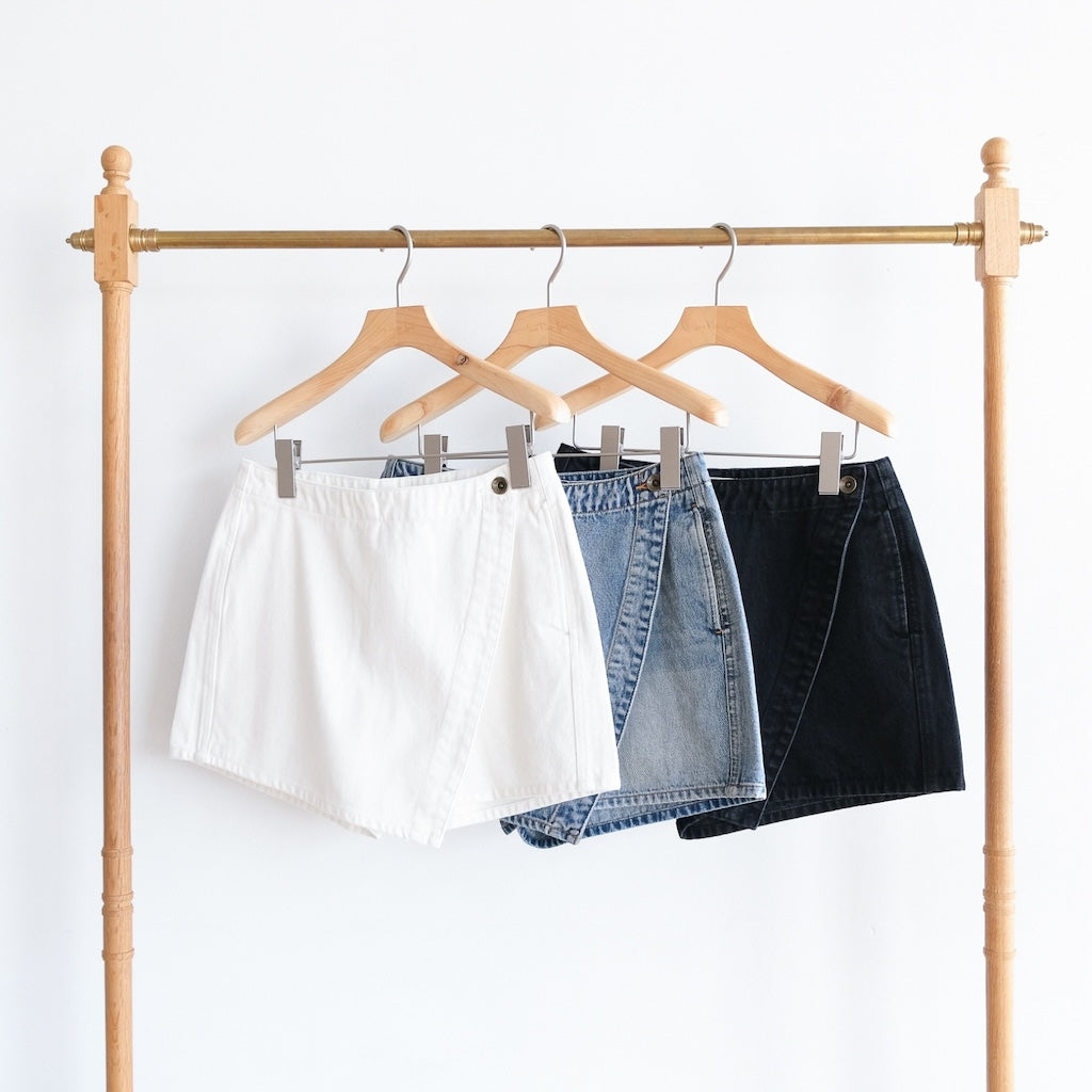 collab Denimラップショートパンツ