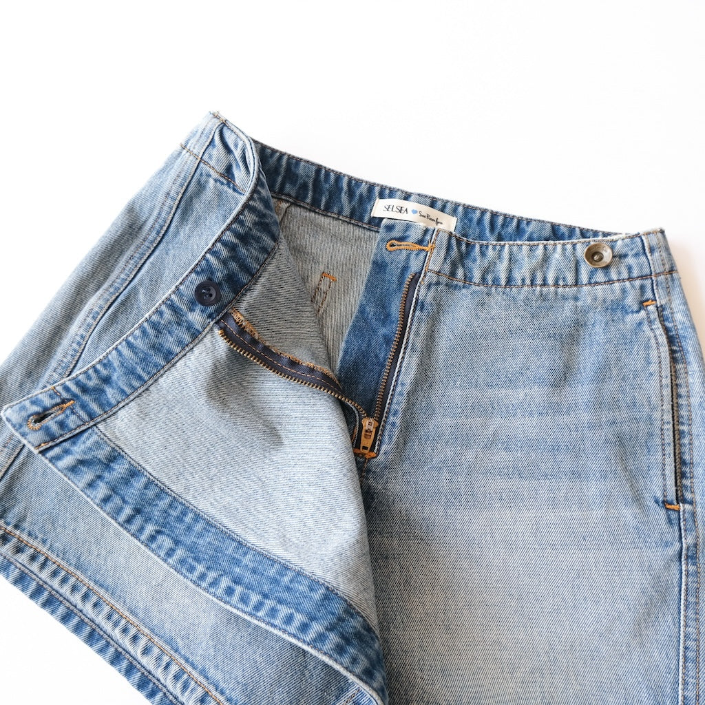 collab Denimラップショートパンツ