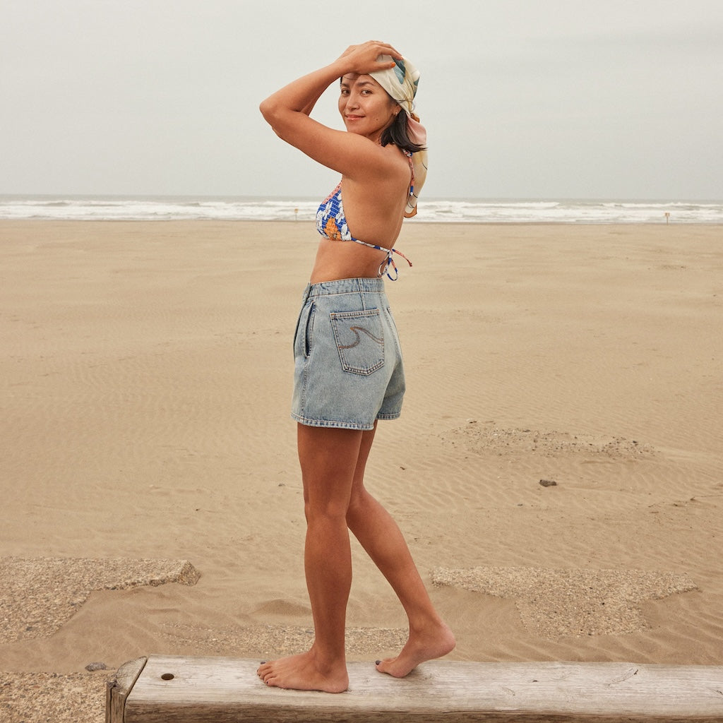 collab Denimラップショートパンツ