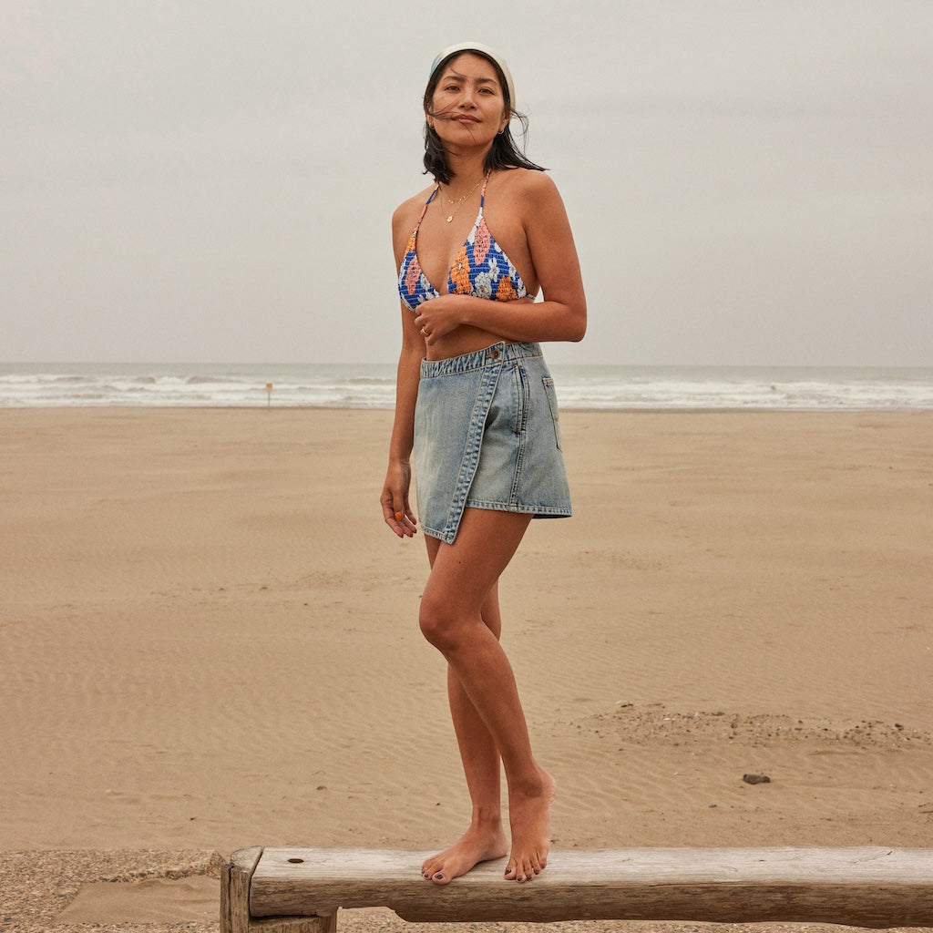 collab Denimラップショートパンツ