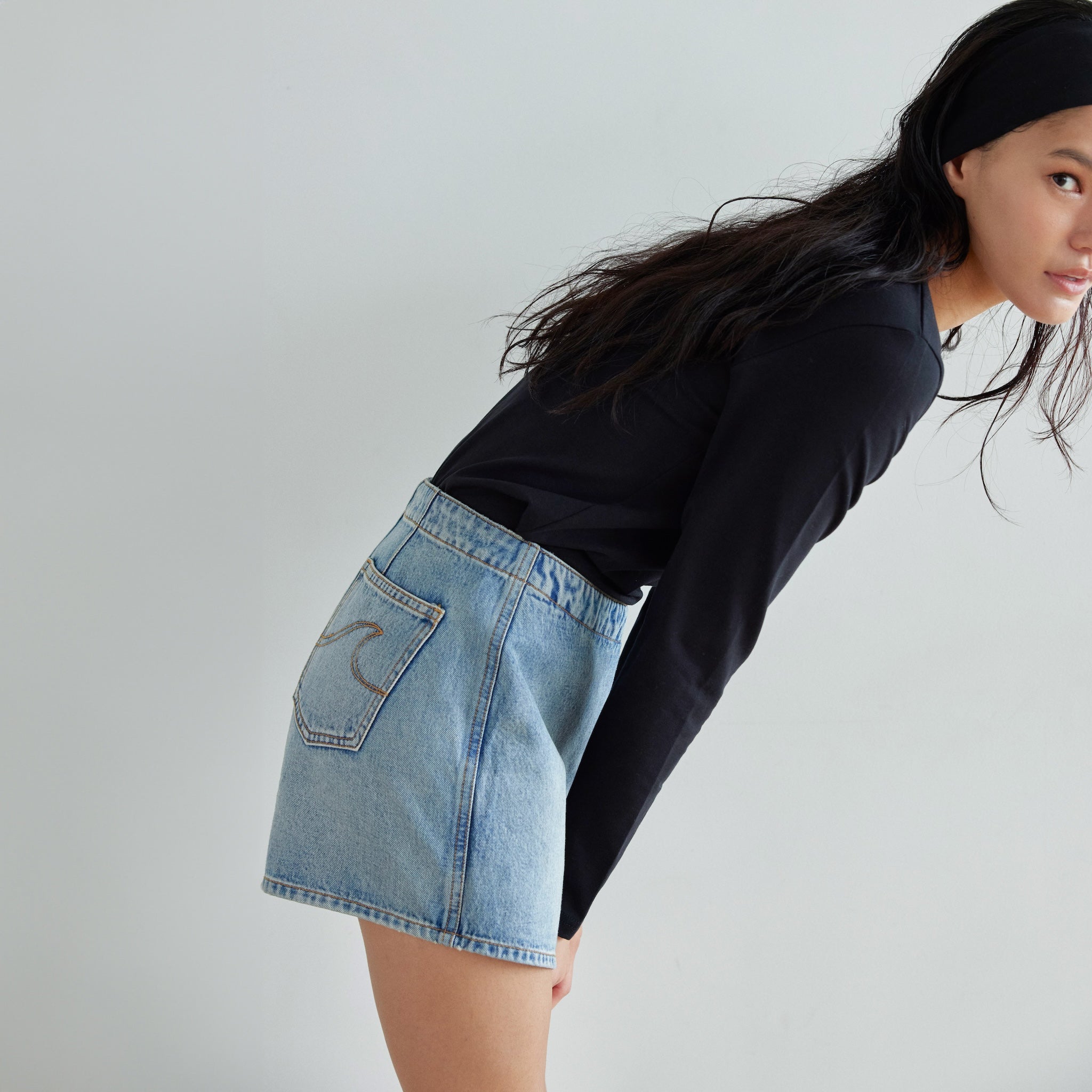 collab Denimラップショートパンツ