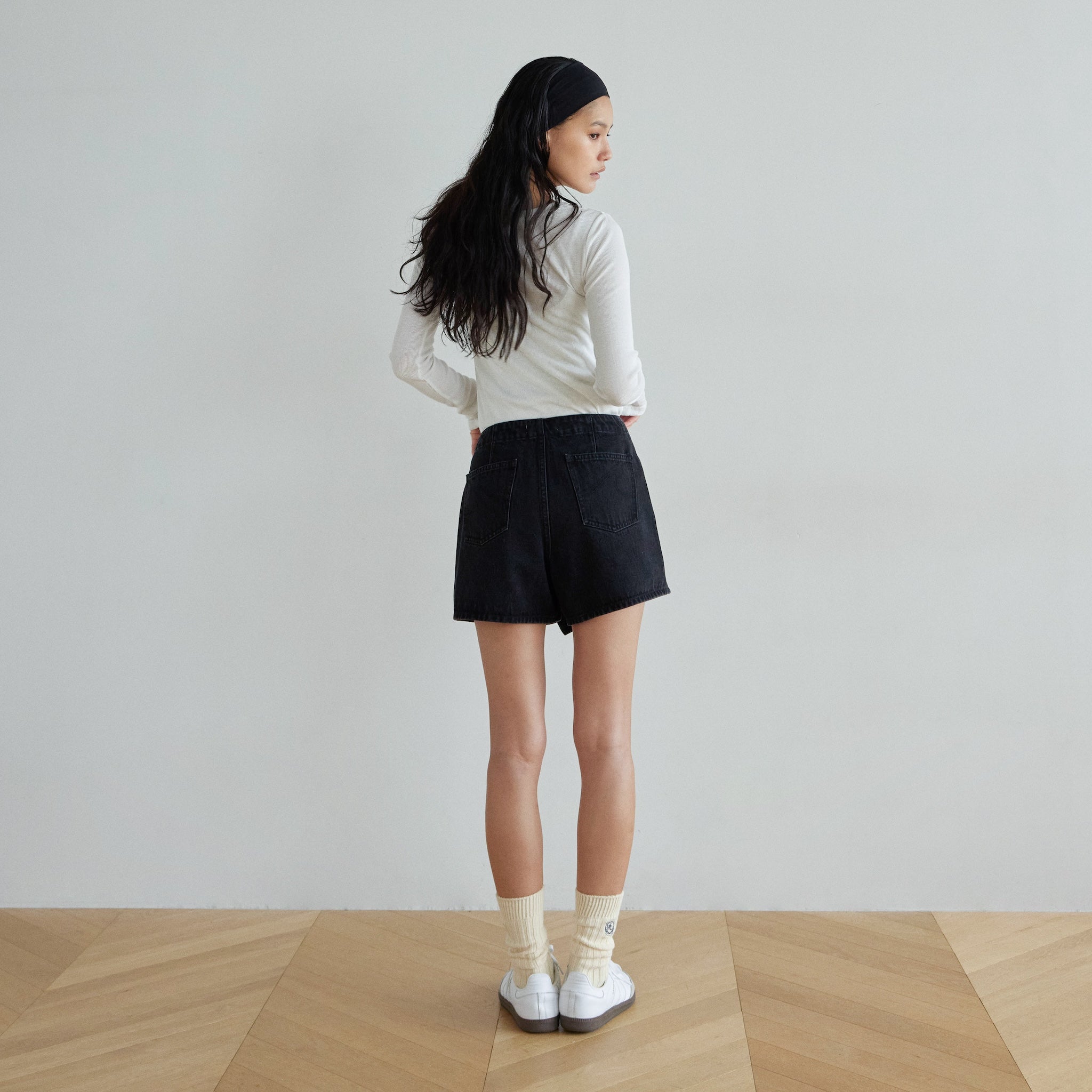 collab Denimラップショートパンツ