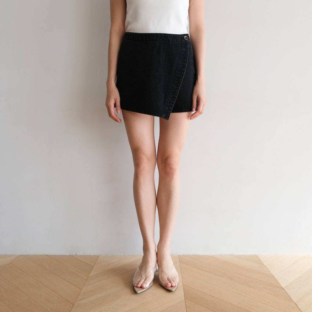 collab Denimラップショートパンツ
