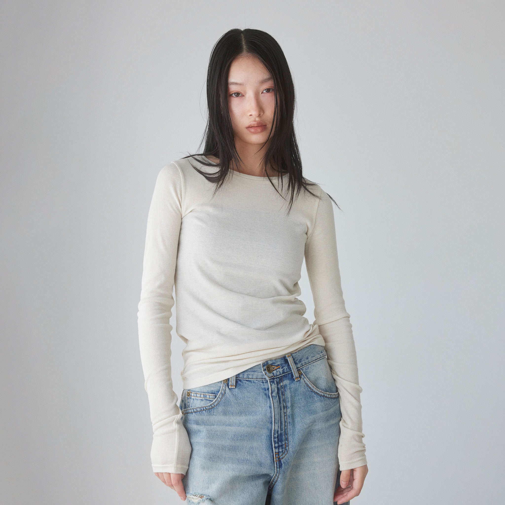 Light sheer rib fit top