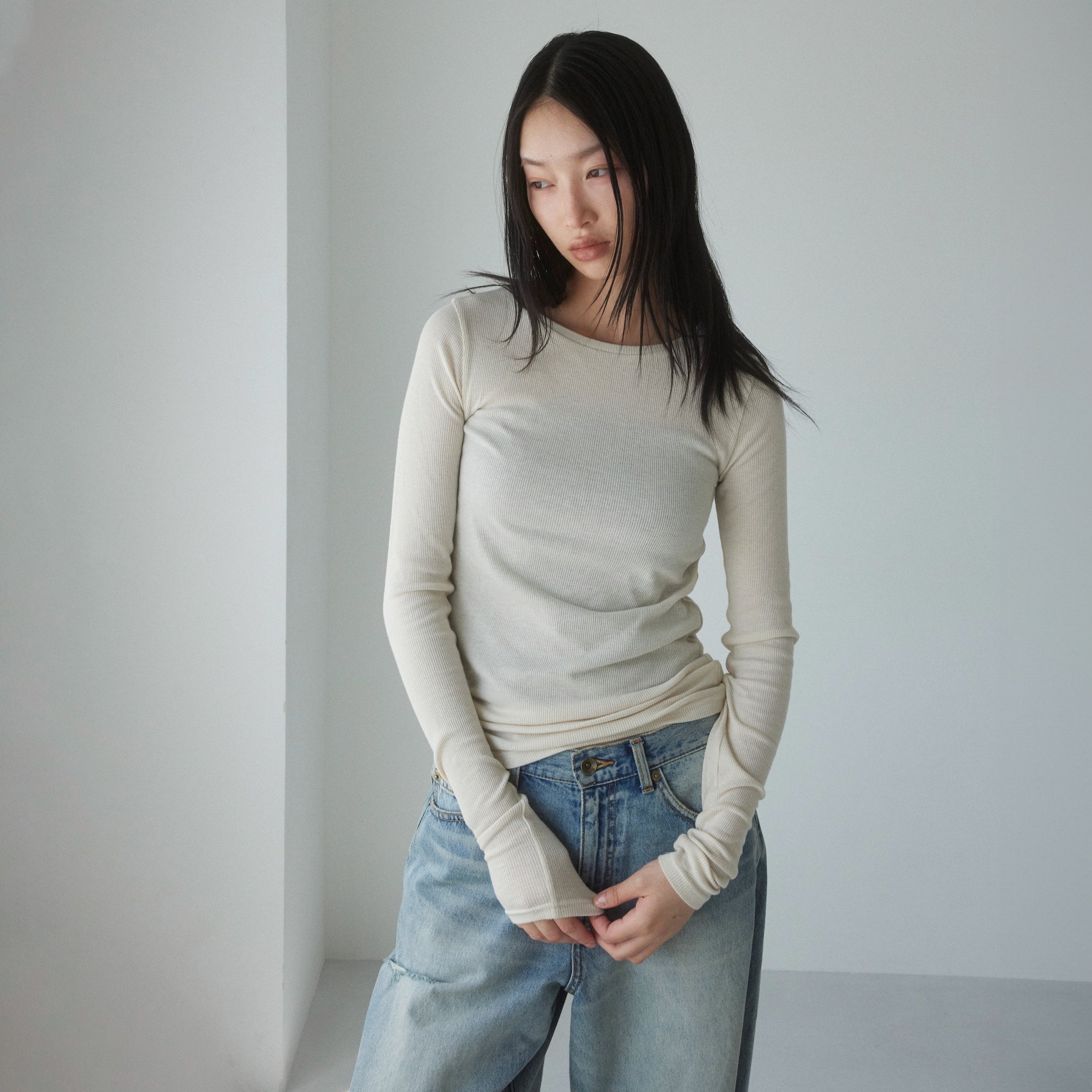 Light Sheer RIB Fitトップス