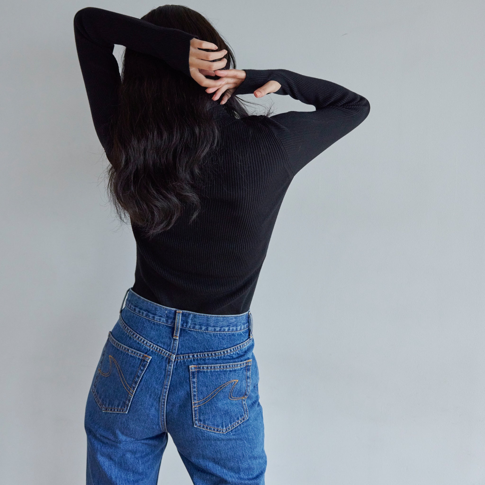 MultiネックRIBニットトップス