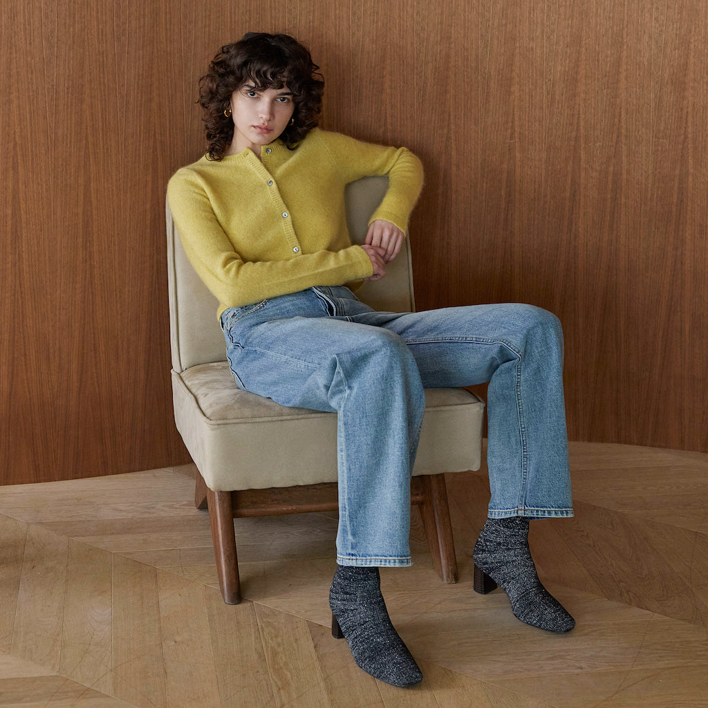 YAKクルーネックFitカーディガン