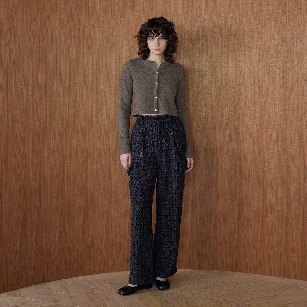 YAKクルーネックFitカーディガン