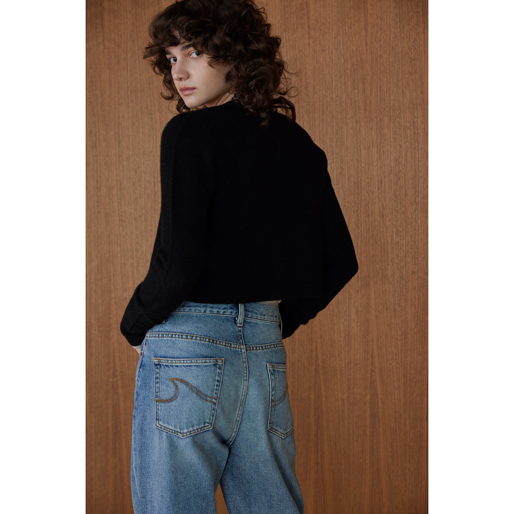 YAKクルーネックFitカーディガン