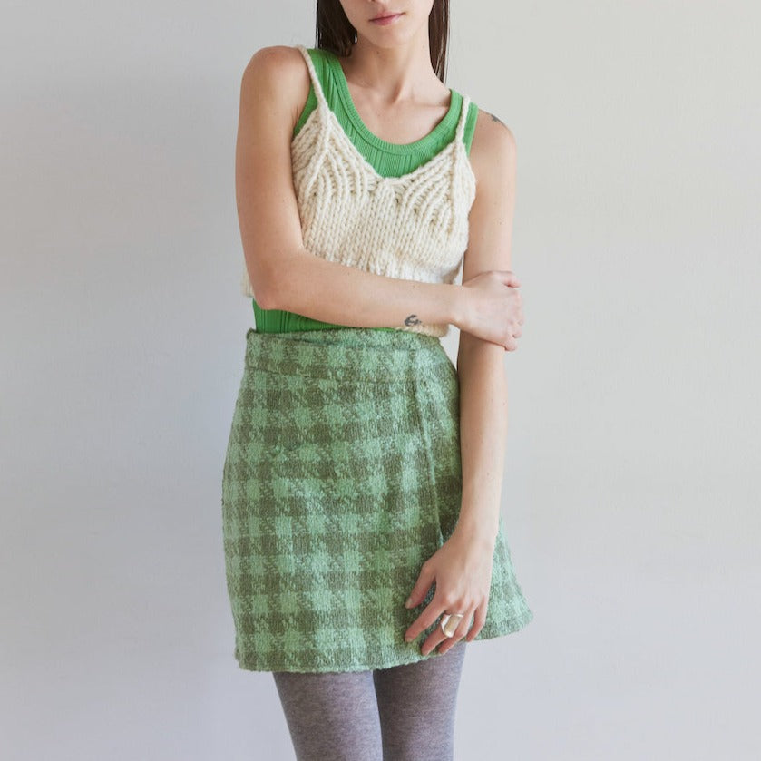 Tweed wrap mini skirt