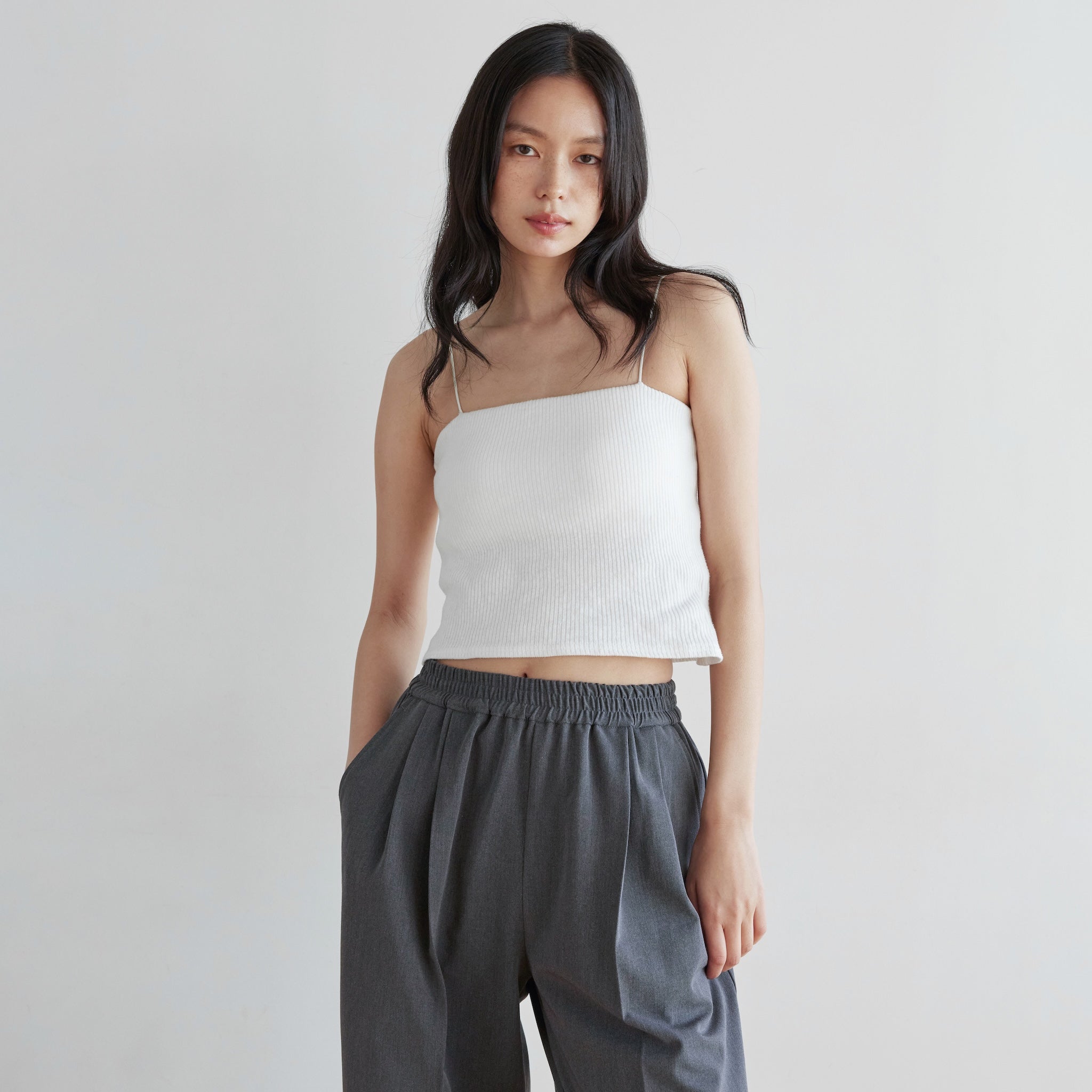 オールドコットRIB FitパッドSQUAREキャミ