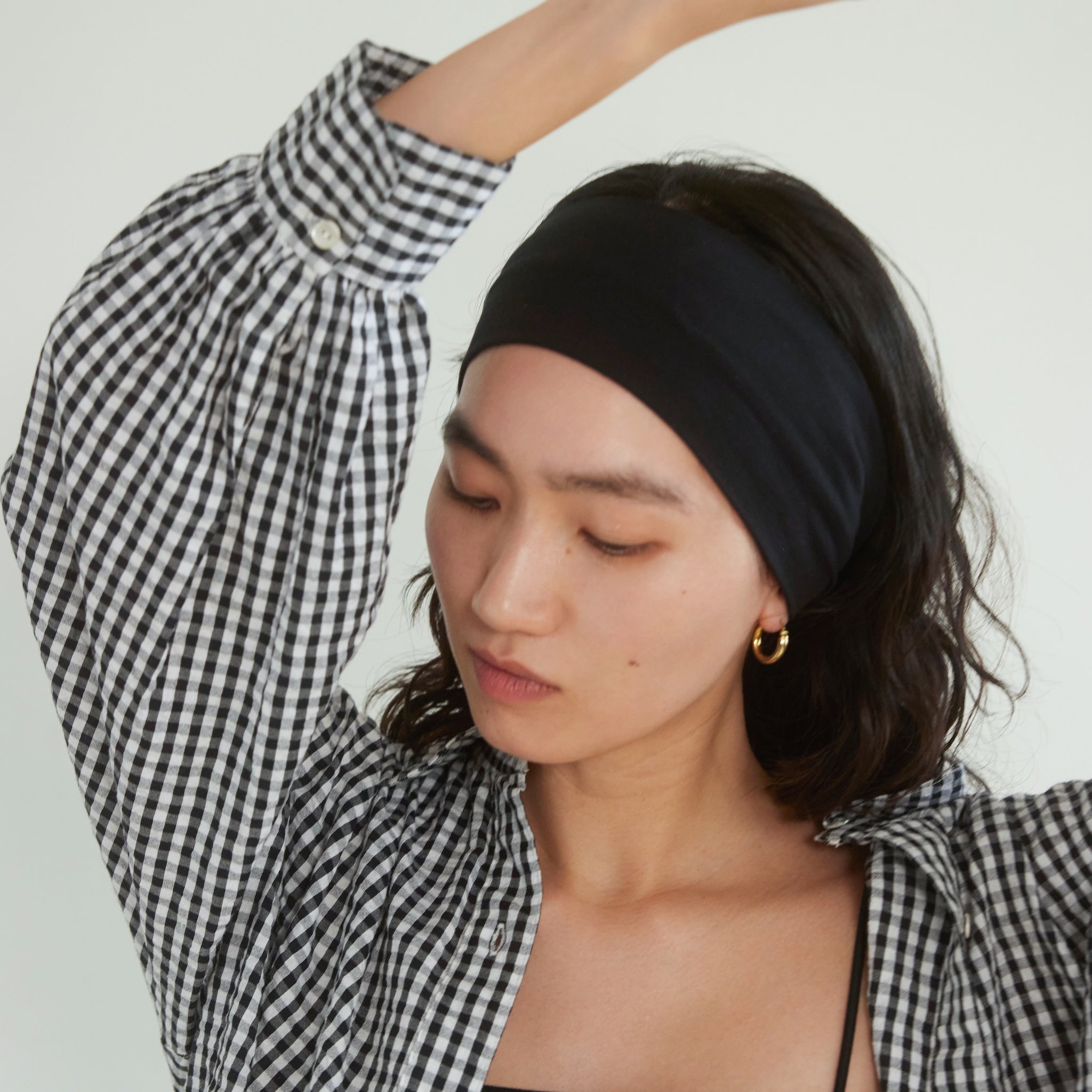 ECO FABRIC gingham check loose shirt