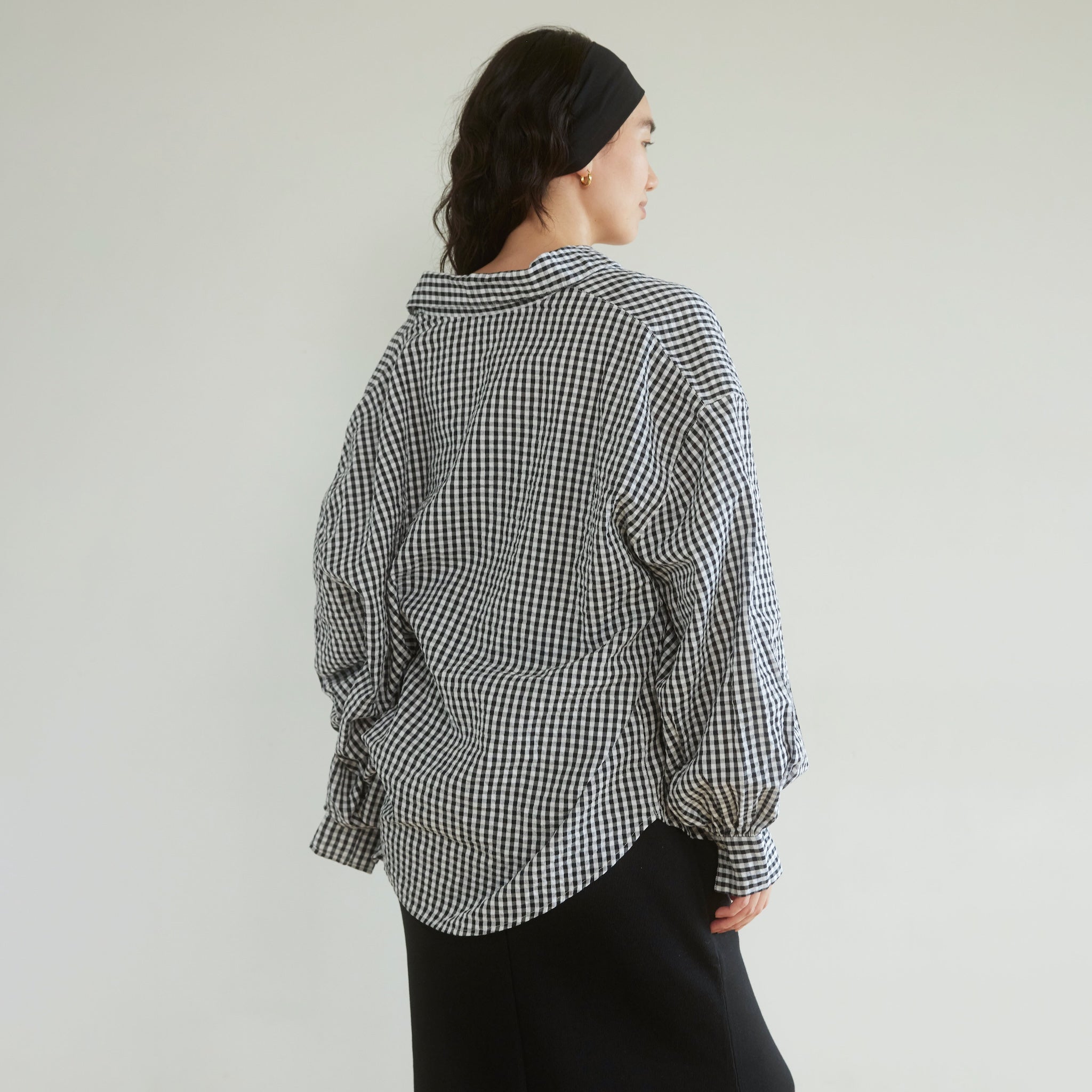 ECO FABRIC gingham check loose shirt