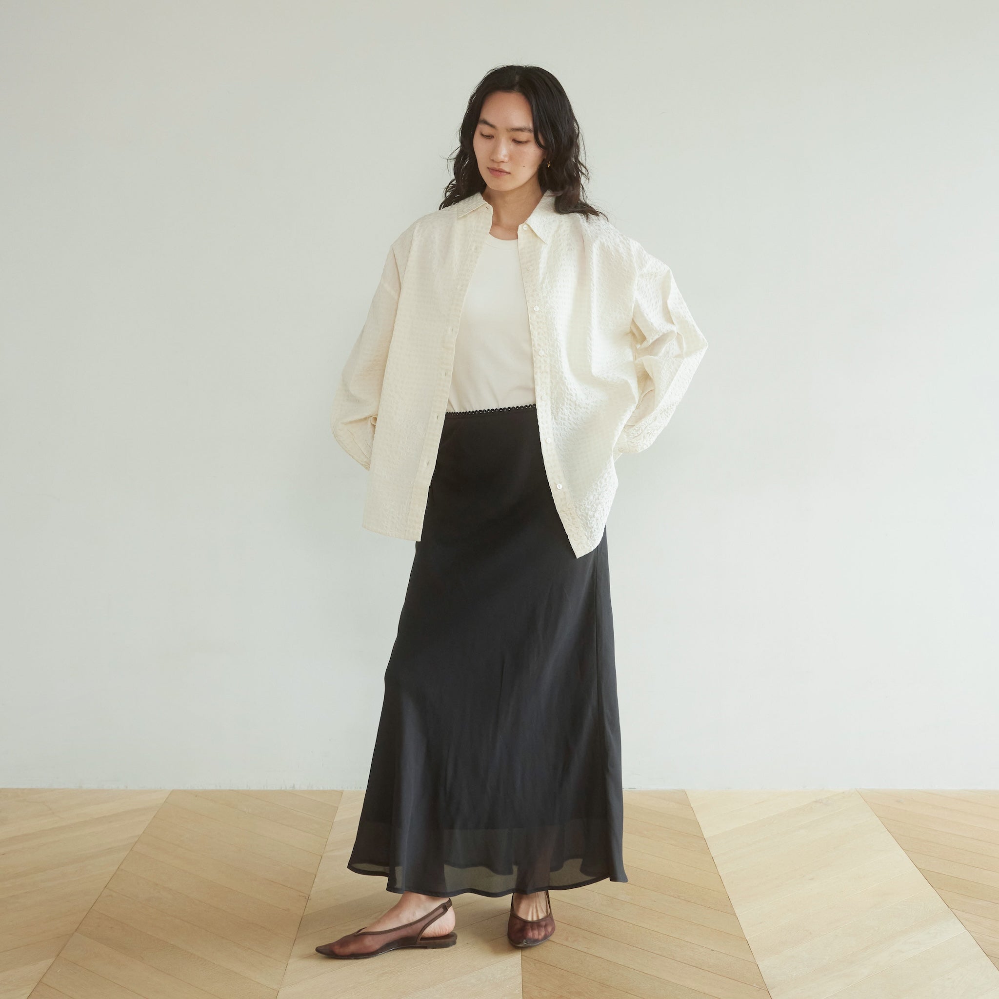 ECO FABRIC gingham check loose shirt