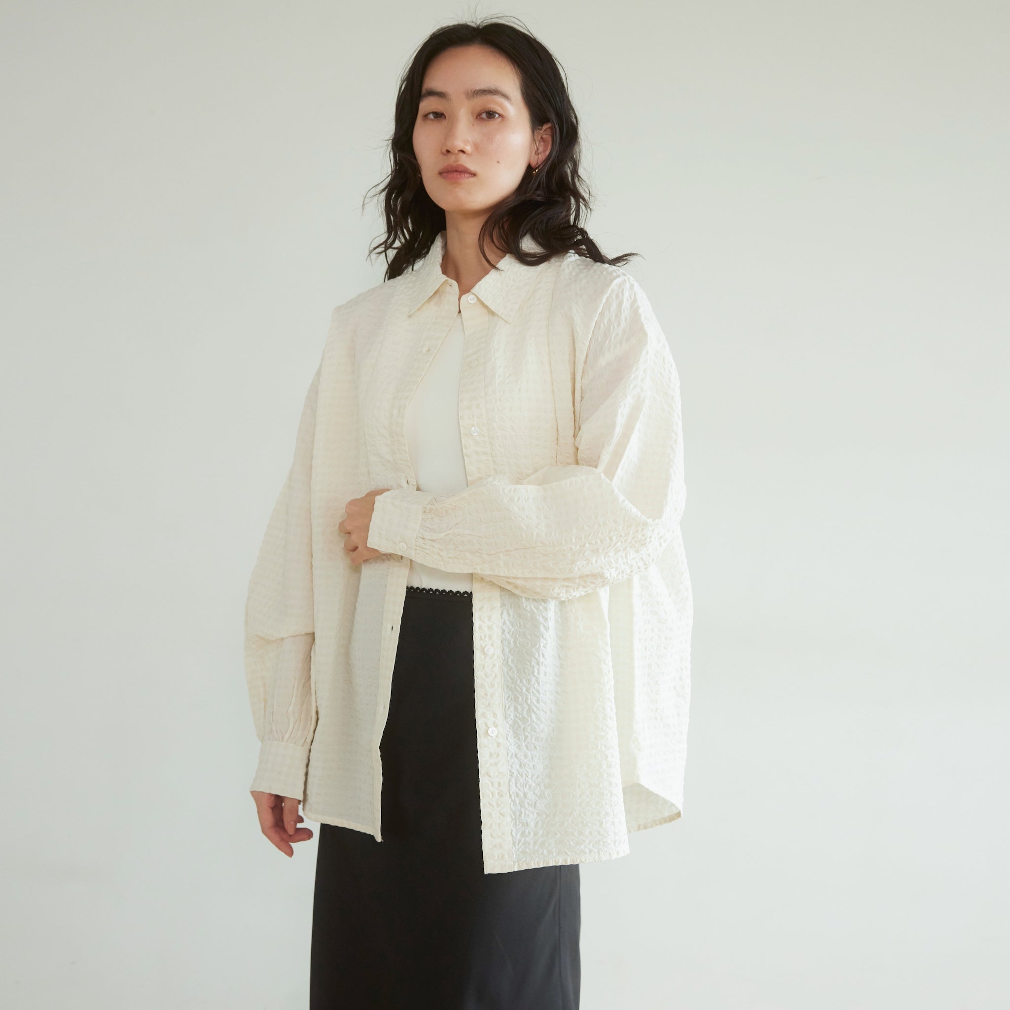 ECO FABRIC gingham check loose shirt