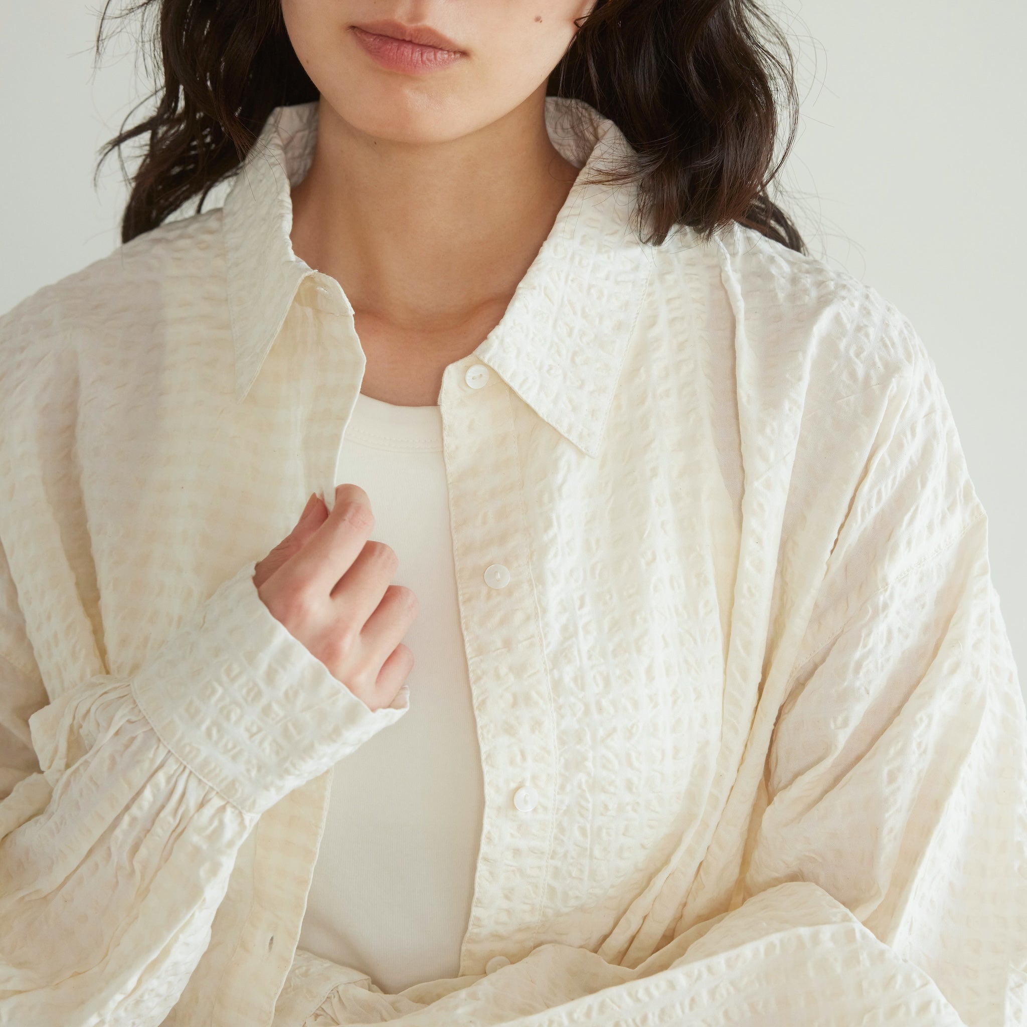 ECO FABRIC gingham check loose shirt