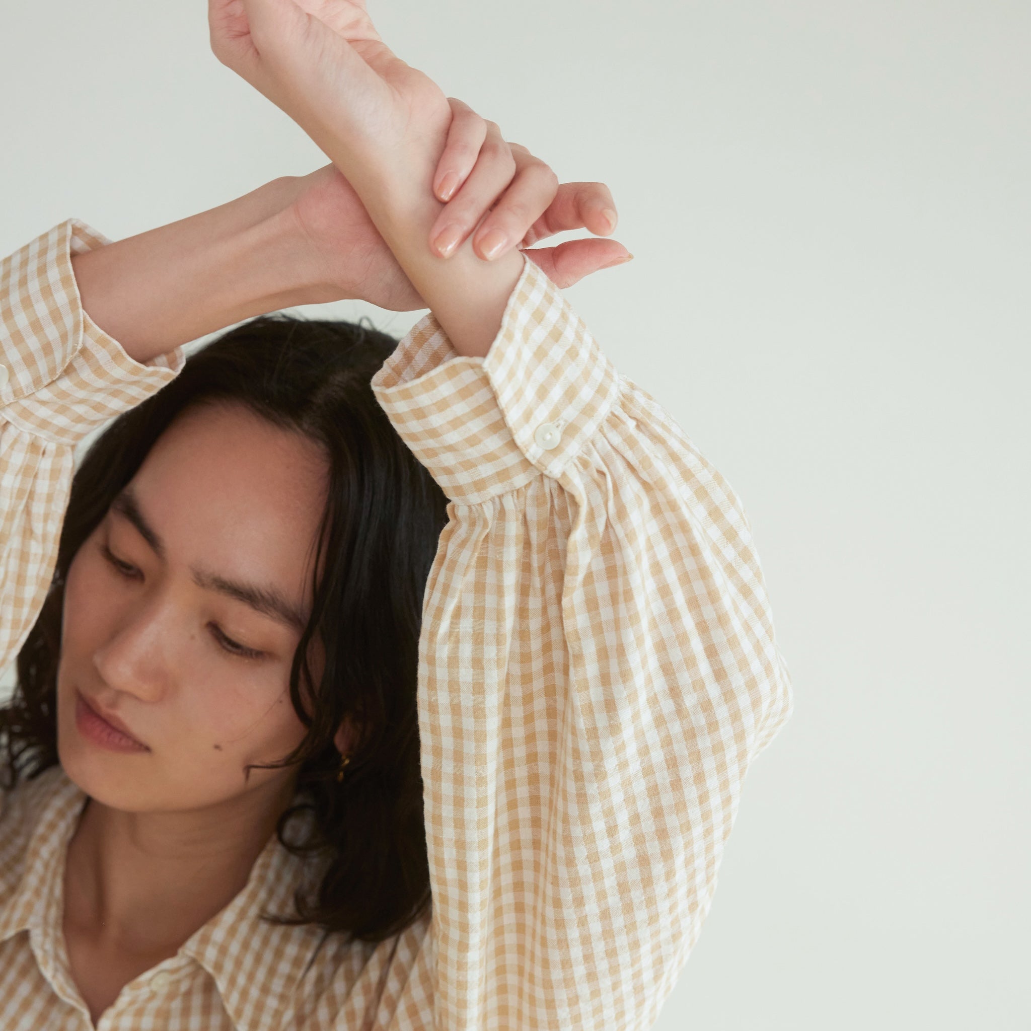 ECO FABRIC gingham check loose shirt