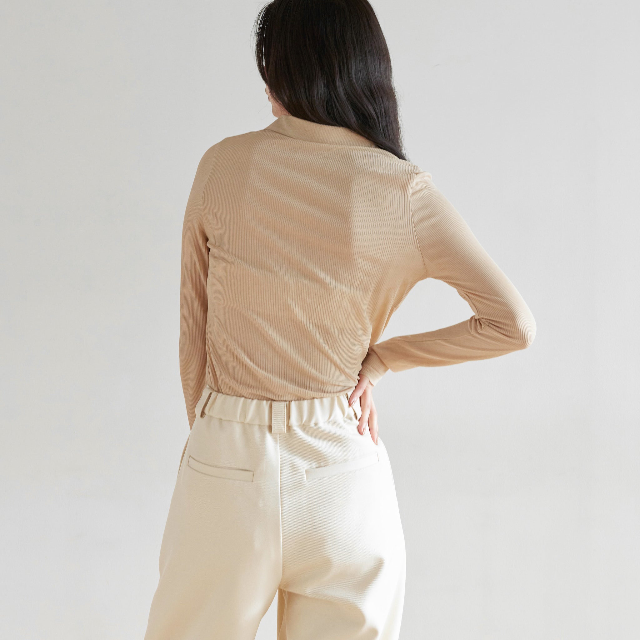 Crispy RIB Sheer half zip polo shirt