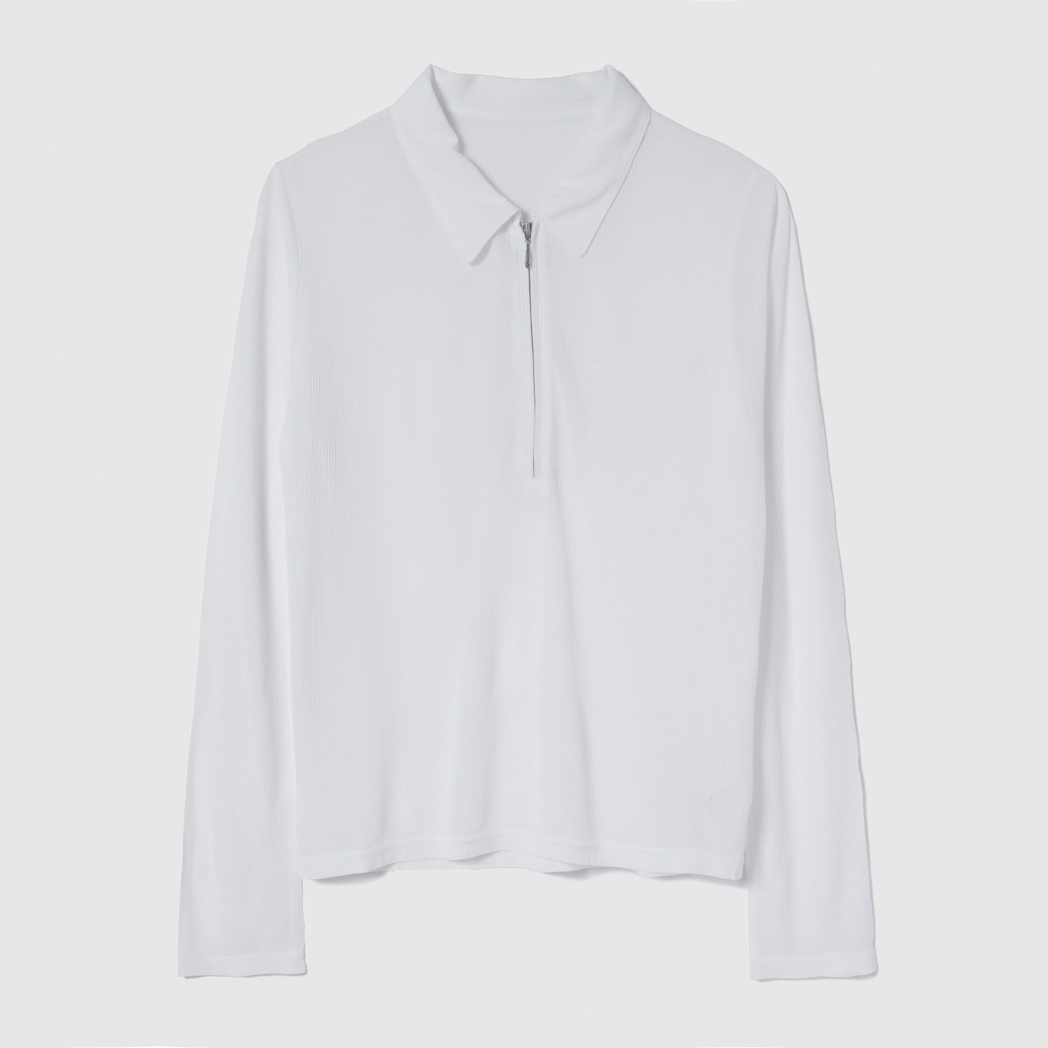Crispy RIB Sheer half zip polo shirt