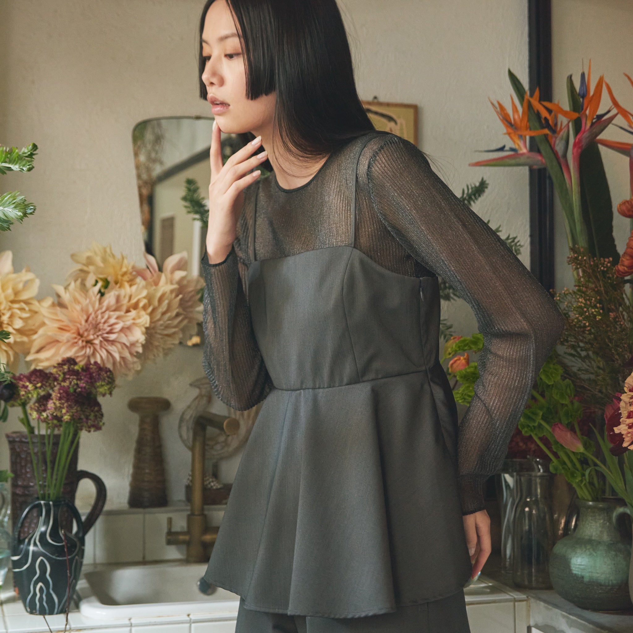 Peplum Flare Bustier Top