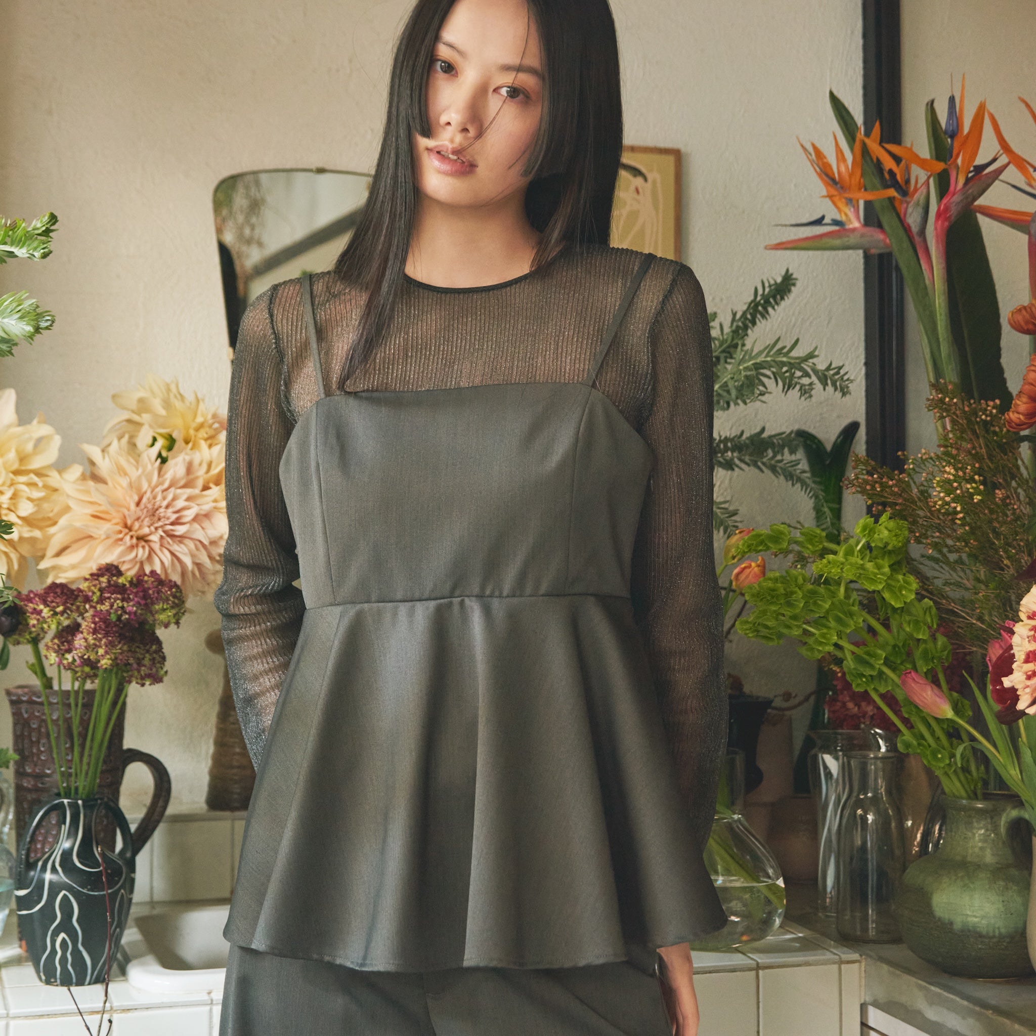 Peplum Flare Bustier Top