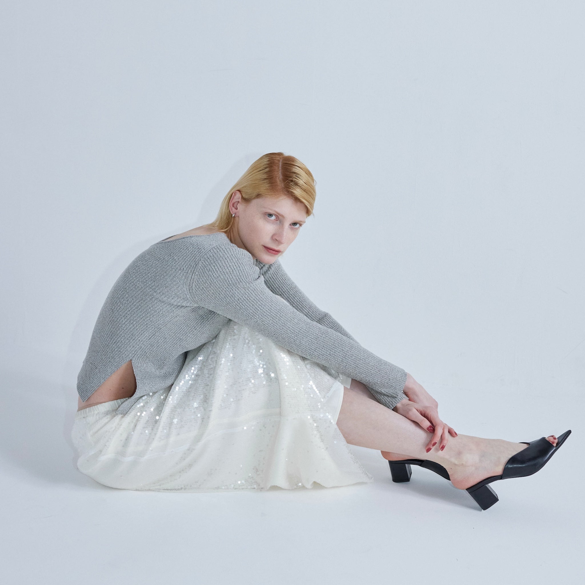 2way boucle slit knit