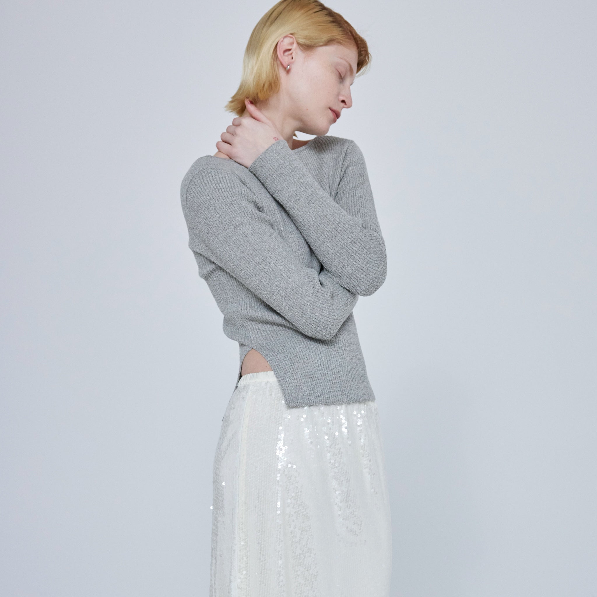 2way boucle slit knit