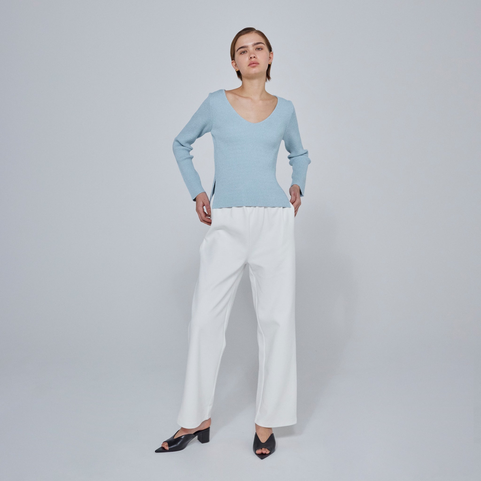 2way boucle slit knit