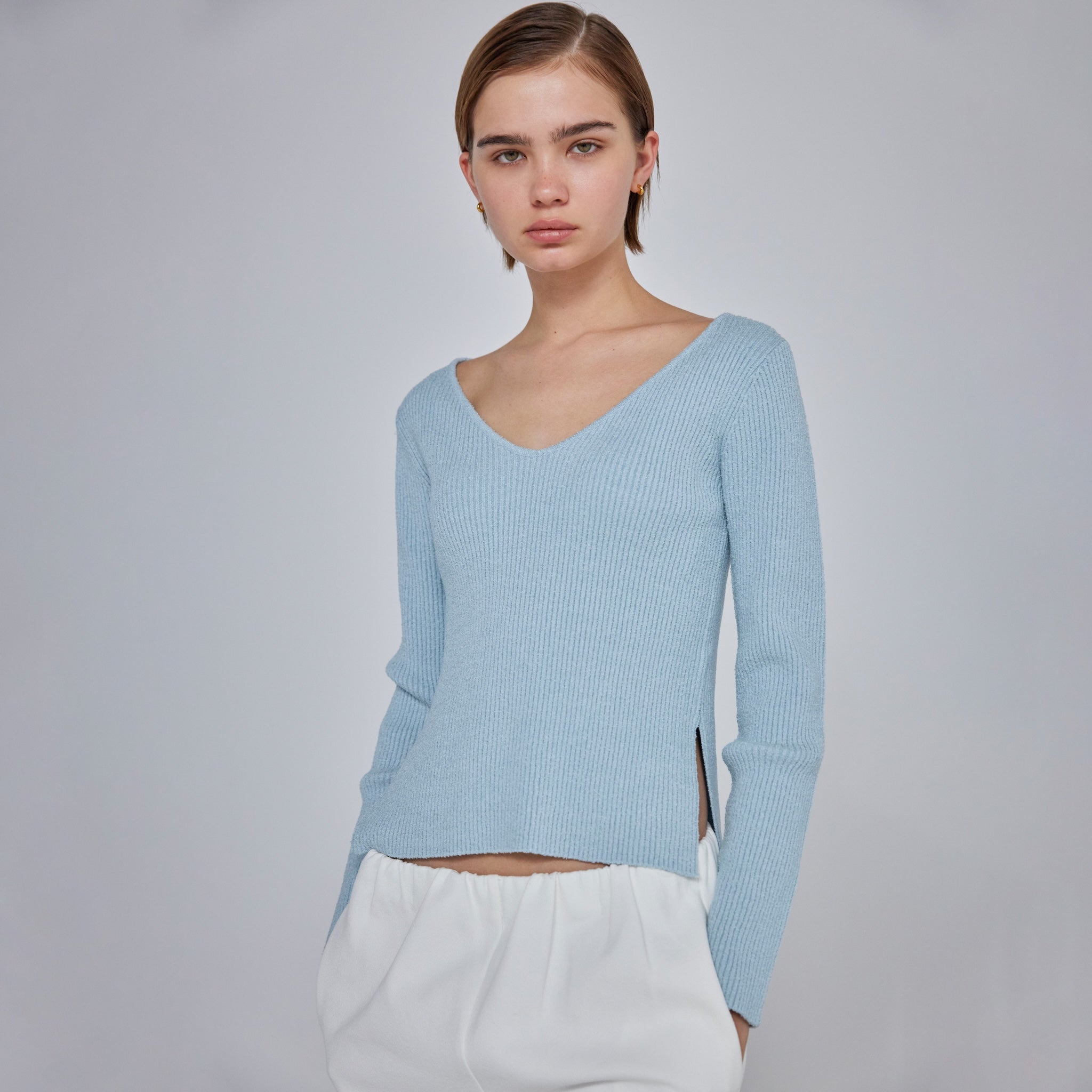 2way boucle slit knit