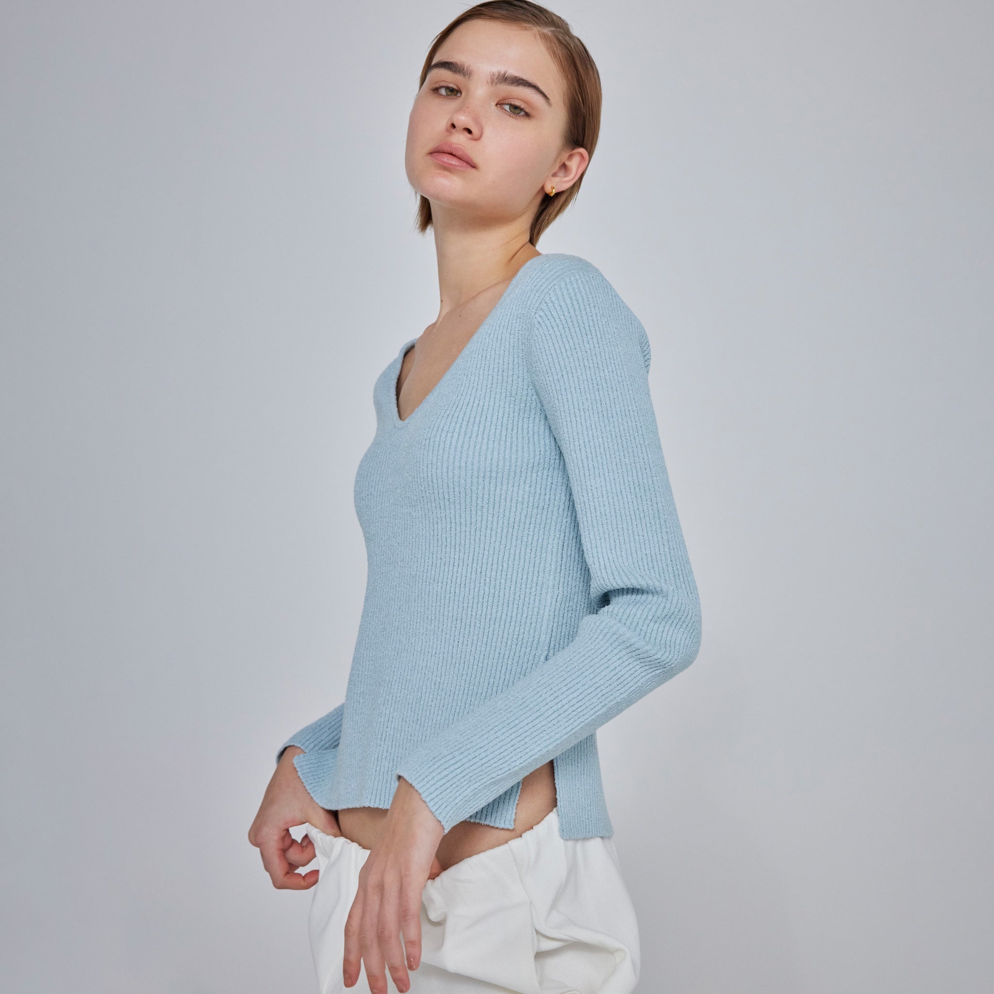 2way boucle slit knit
